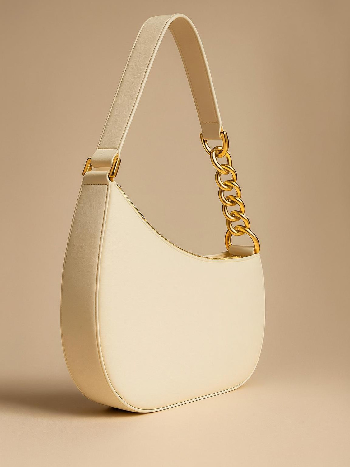 Image of s.p. pearls White Shoulder Bag Chic PU Leather Shoulder Bag.