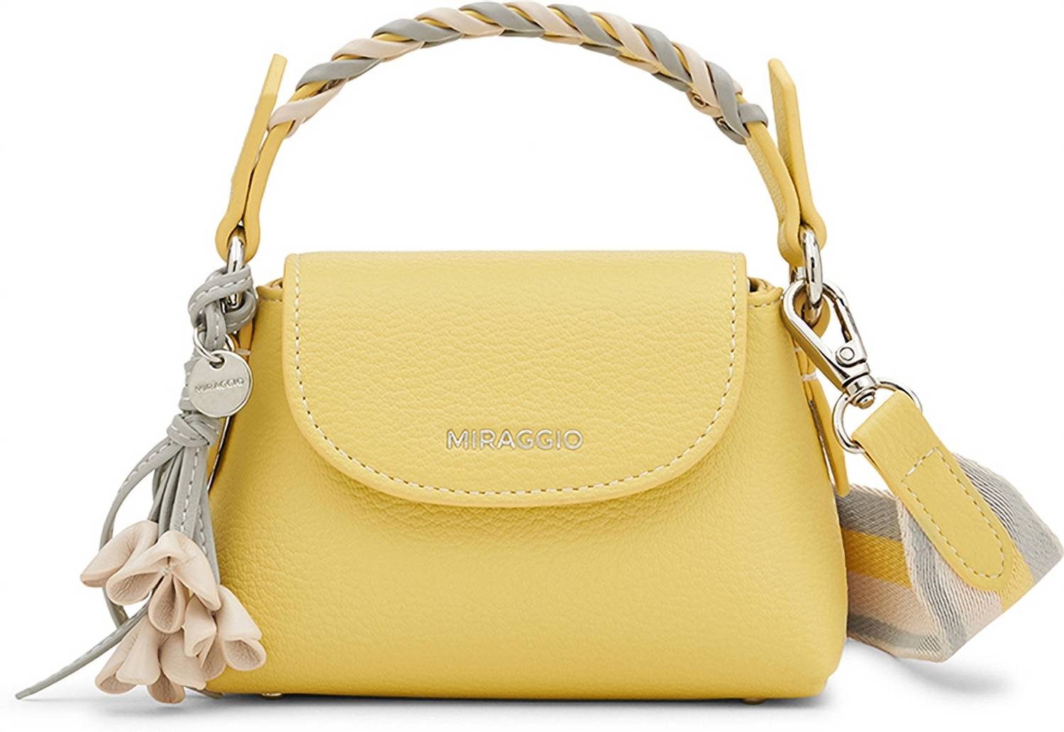 Miraggio Yellow Sling Bag Mini Top Handle Handbag With Detachable Crossbody Strap