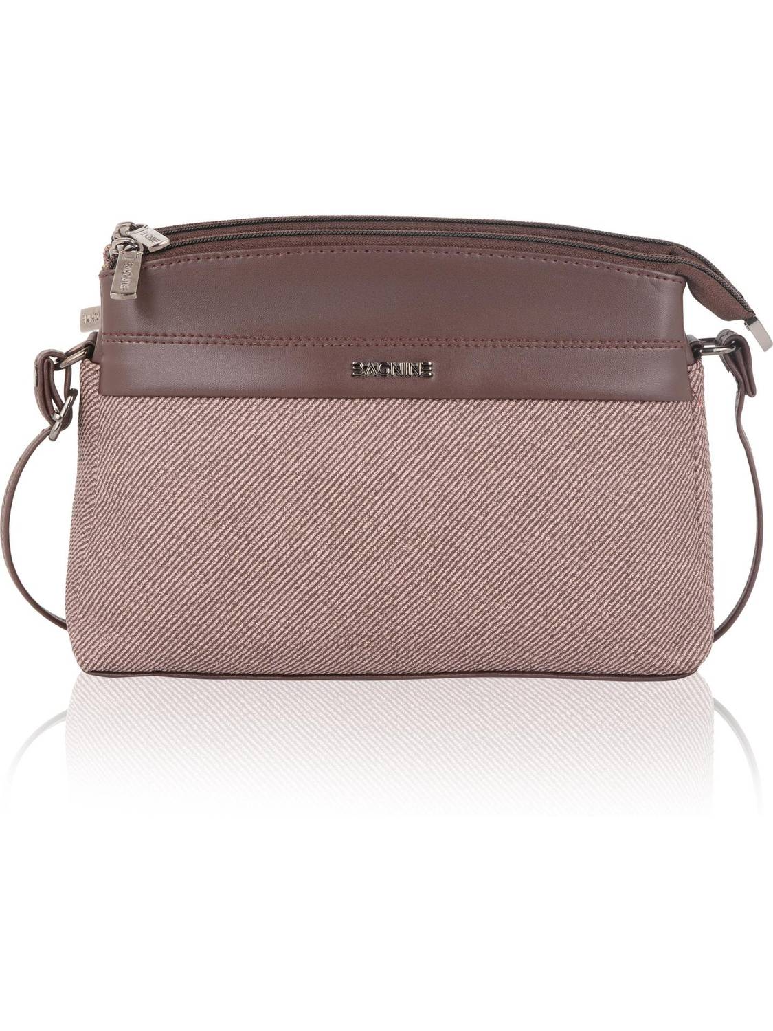 Bagnine Brown Sling Bag Compact Zipper Crossbody Purse | Adjustable Strap | Smooth Zip Closure