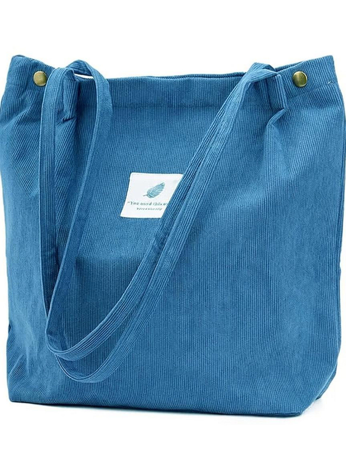 Image of LYROVO Blue Tote Women Corduroy Shoulder Tote Bag for Women