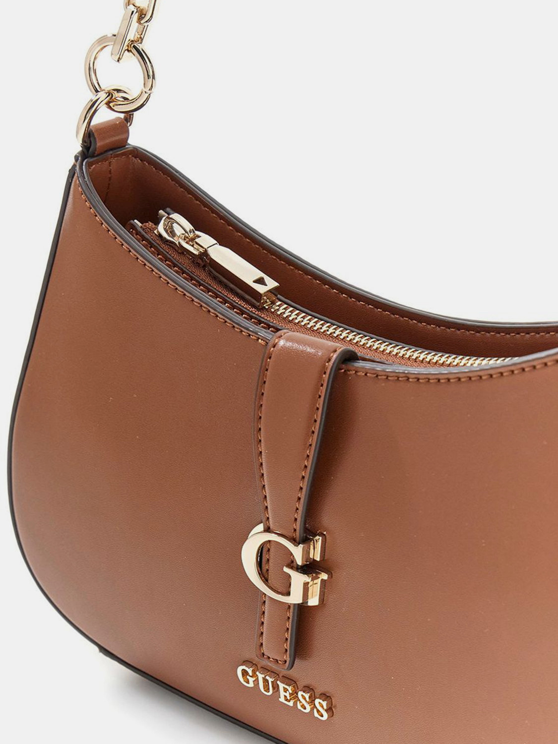Image of GUESS Brown Shoulder Bag Carrie Top Zip