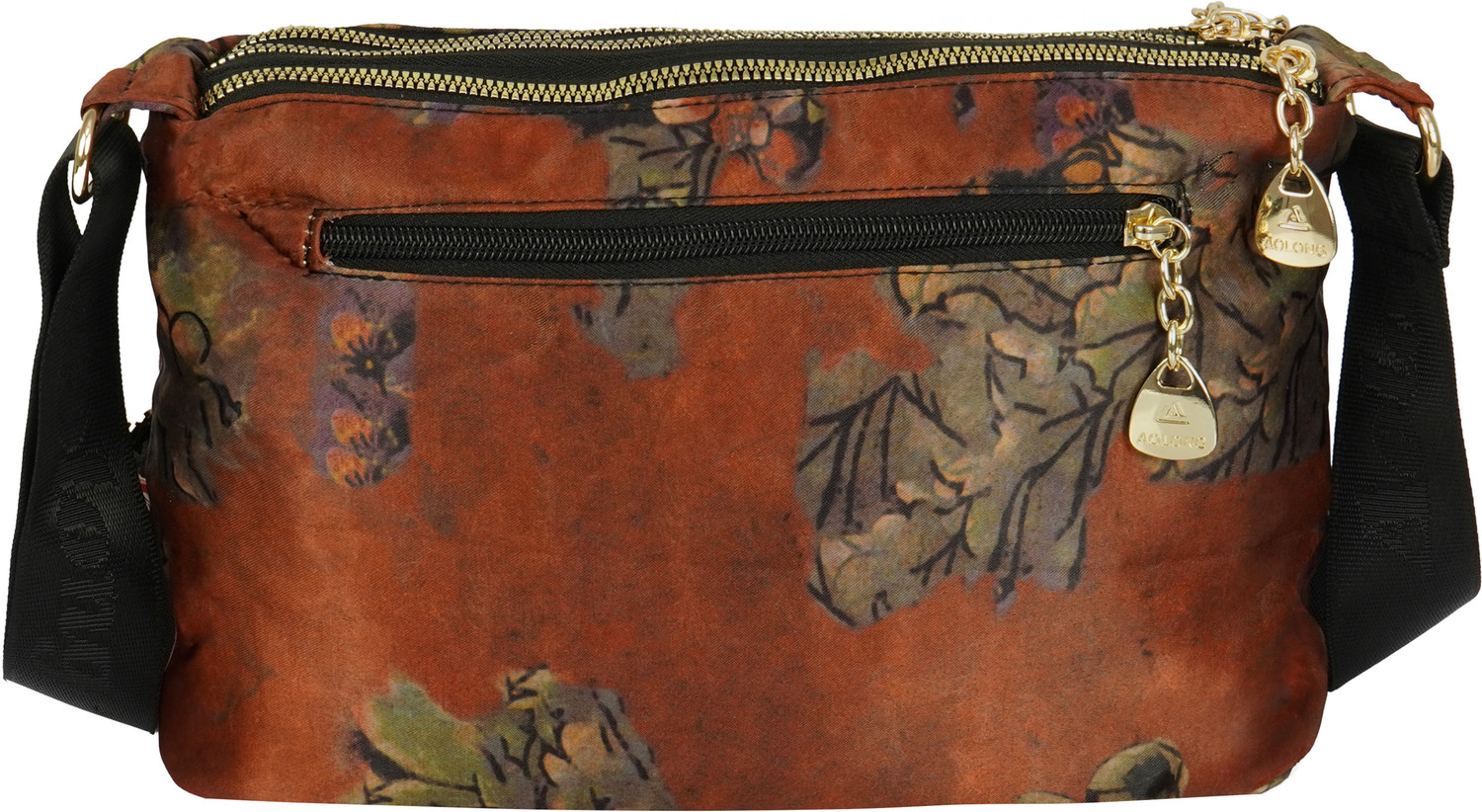 Image of STORITE Brown Sling Bag Crossbody Bag with Multi-Compartment With Adjustable Shoulder Strap