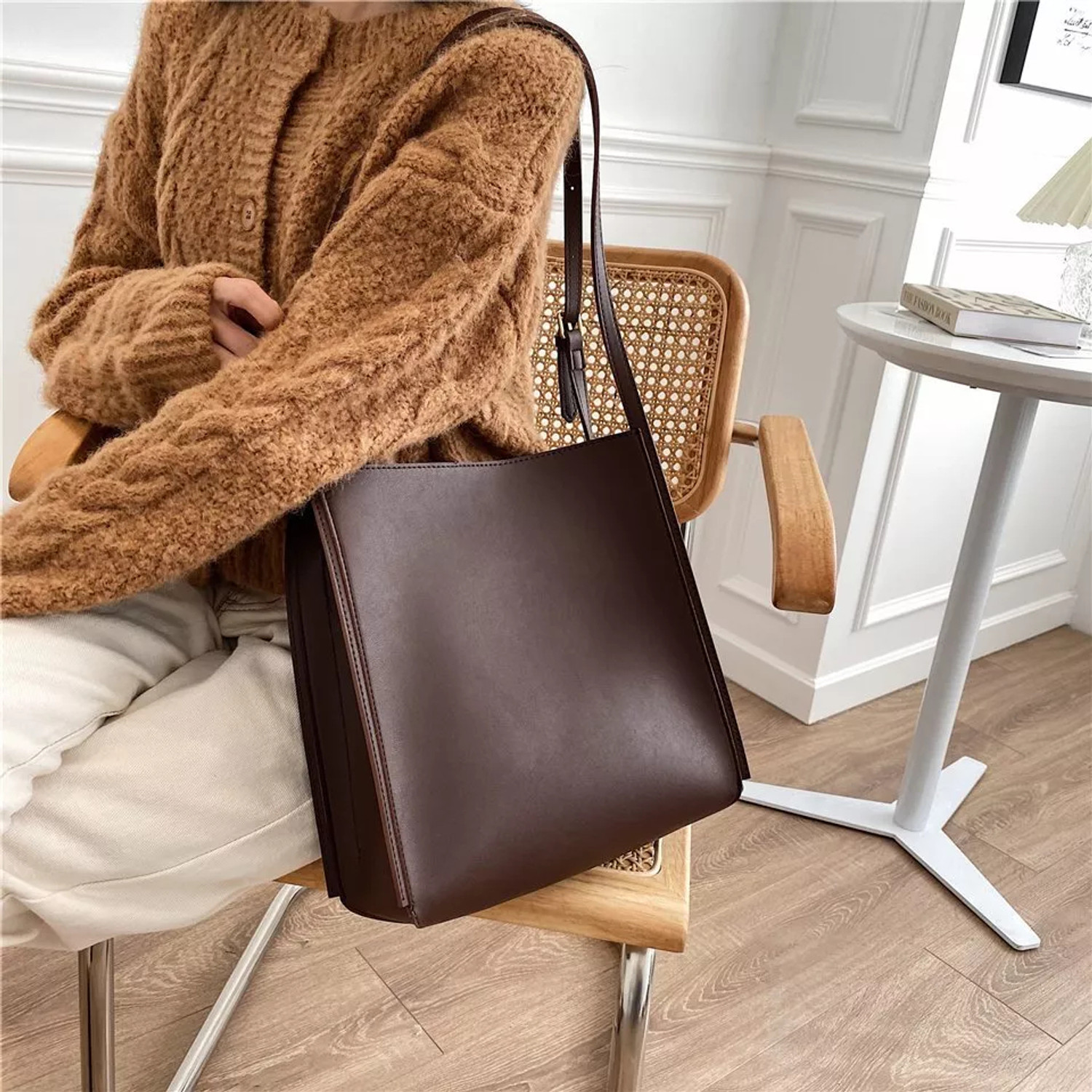 Image of LIZIQI Brown Tote Stylish Long Korean sling Bags | college bags black handbag for women