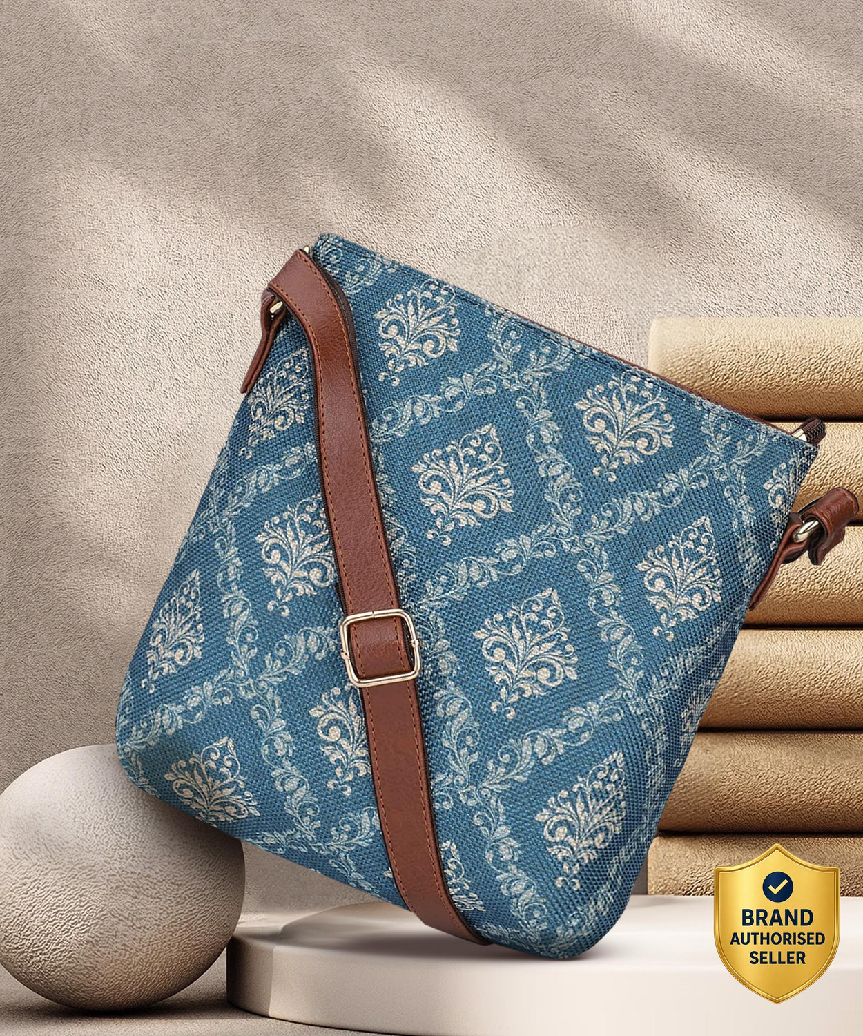Image of The CLOWNFISH Blue Sling Bag Aahna Polyester Crossbody Sling bag for Women Ladies College Girls (Blue)