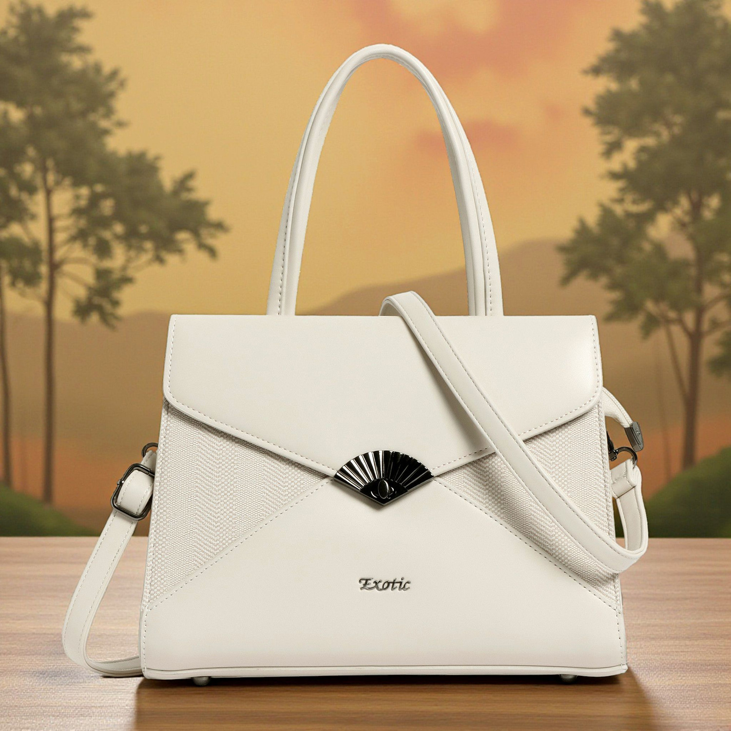 Image of Exotic Beige Satchel Premium Nova Carry Handbag