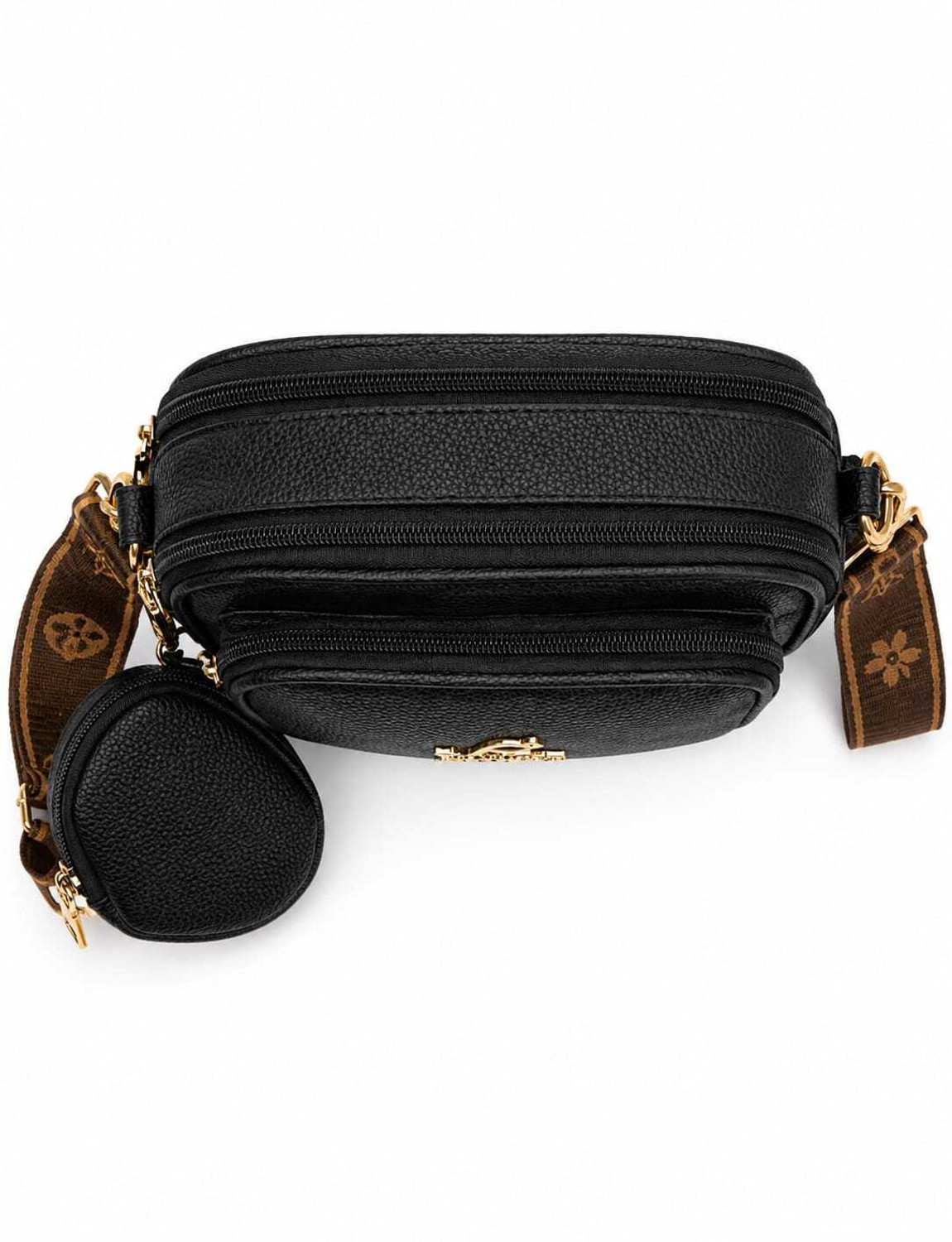 Image of Eleni Black Sling Bag Women's Black Crossbody Sling Bag Premium PU Leather Adjustable Strap