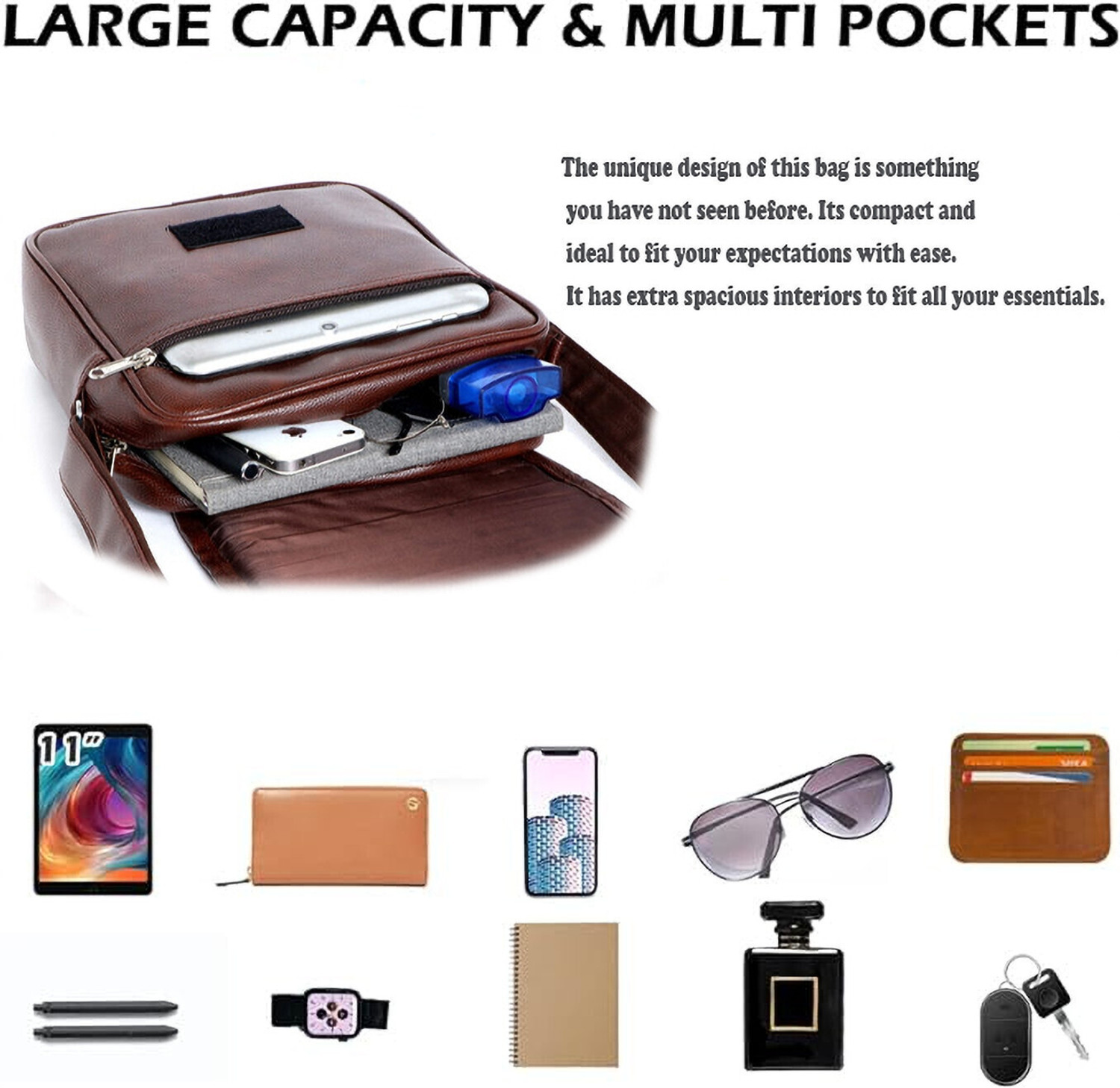 Image of bellira Brown Sling Bag Men Sling Bag - Extra Large Casual Trendy Travel Slingbag For Men