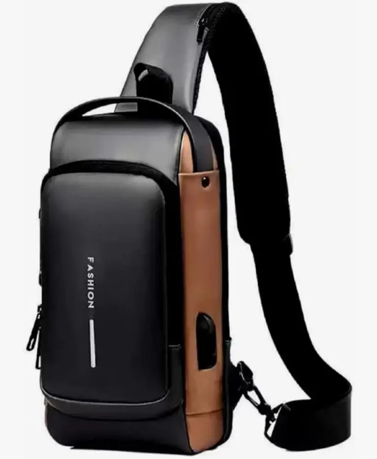 Image of fashnita Black, Brown Shoulder Bag sling bag businessman bag chest cross body bag with USB charging port