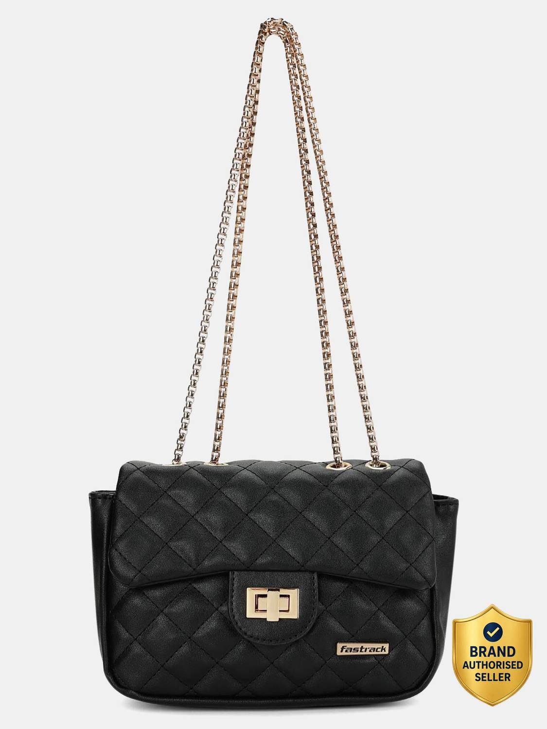 Fastrack Black Sling Bag Quilted