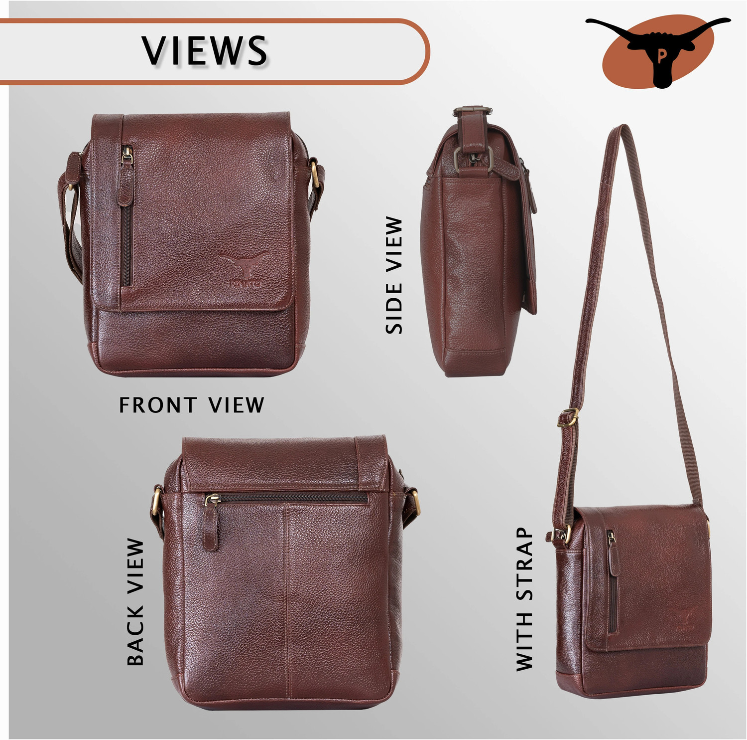 Image of Pinato Brown, Tan, Black Sling Bag PL-3144 Sling Bag Handmade from 100% Top Grain Leather