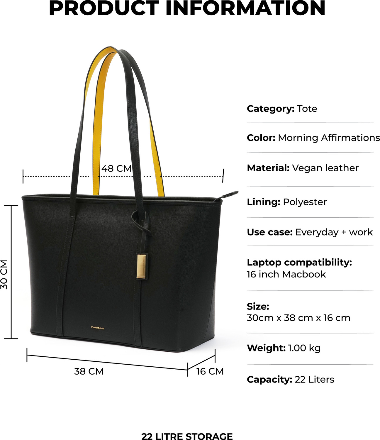Image of Mokobara Black, Yellow Messenger Bag The Astrid Tote
