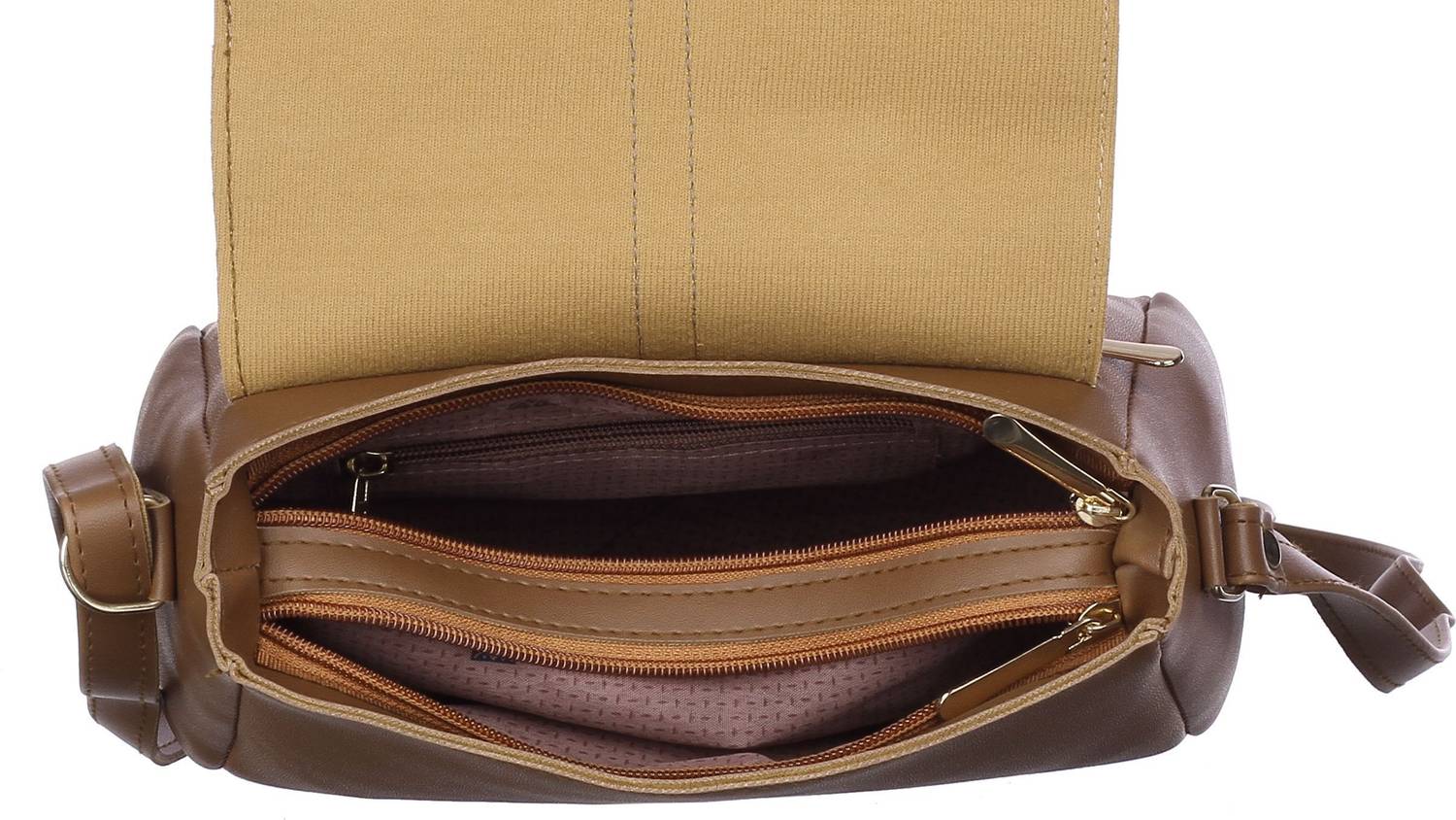 Leather Land Brown Gold Sling Bag Mud Brown - Image 4