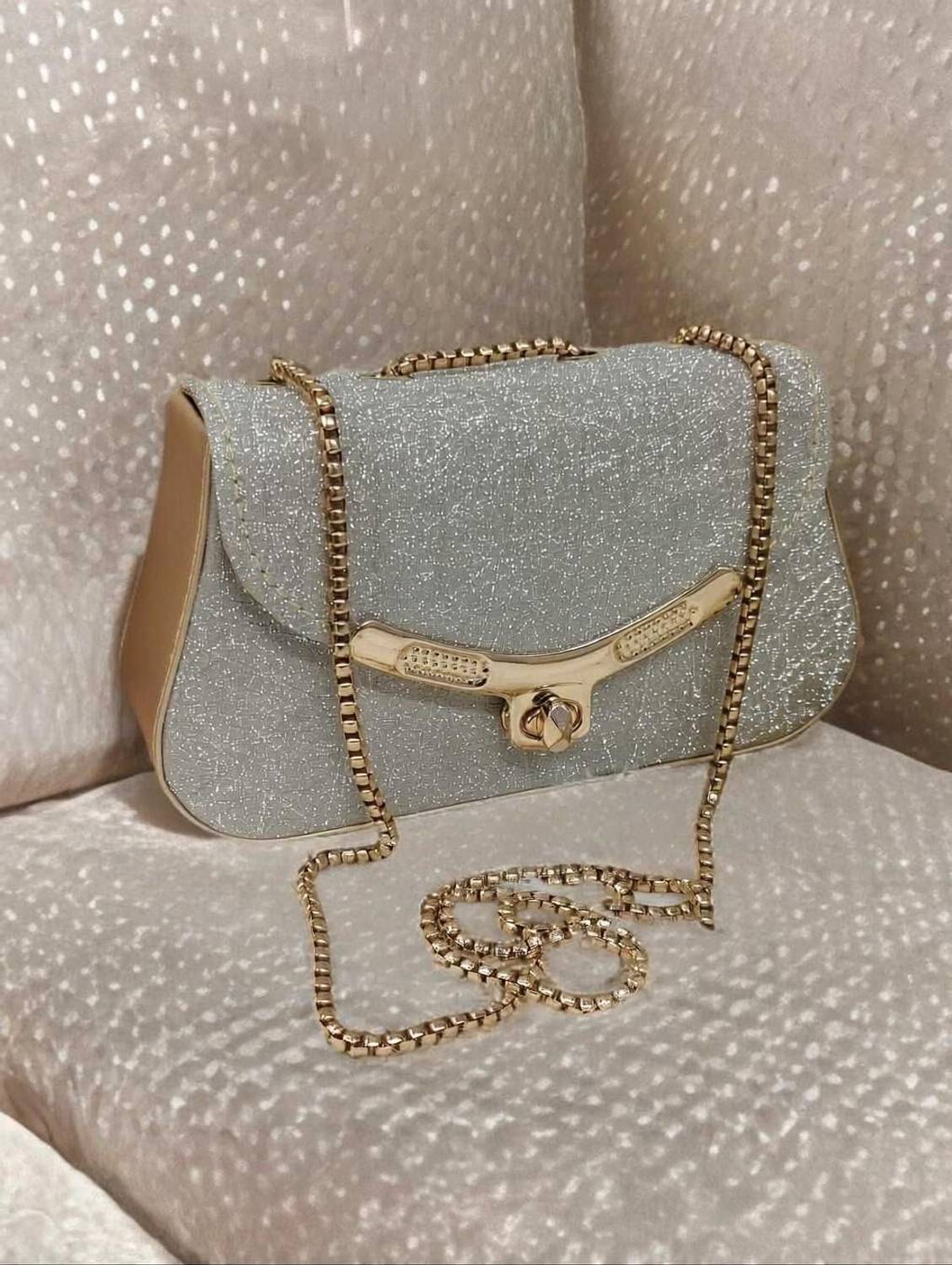 Alzius Silver Sling Bag Glitter Texture Sling Bag