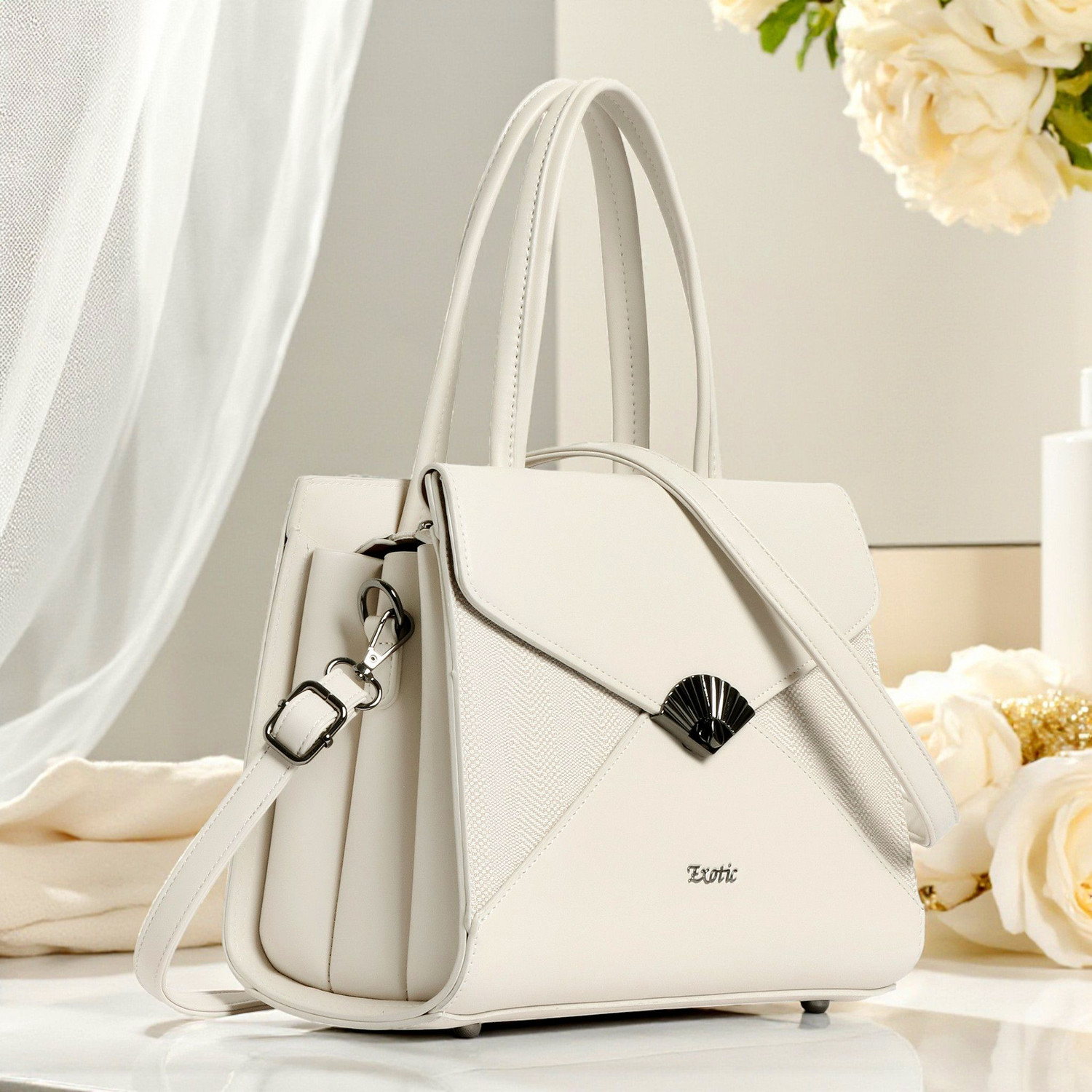 Image of Exotic Beige Satchel Premium Nova Carry Handbag