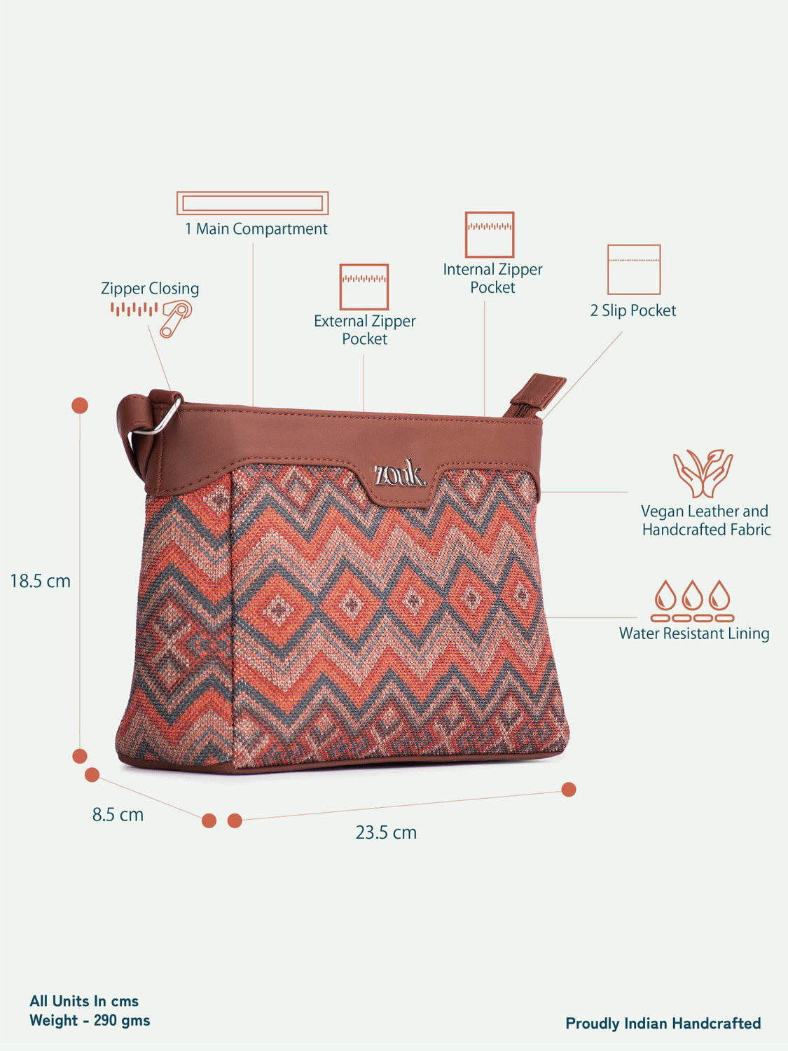 Image of ZOUK Multicolor Sling Bag Gwalior Weaves Harmony