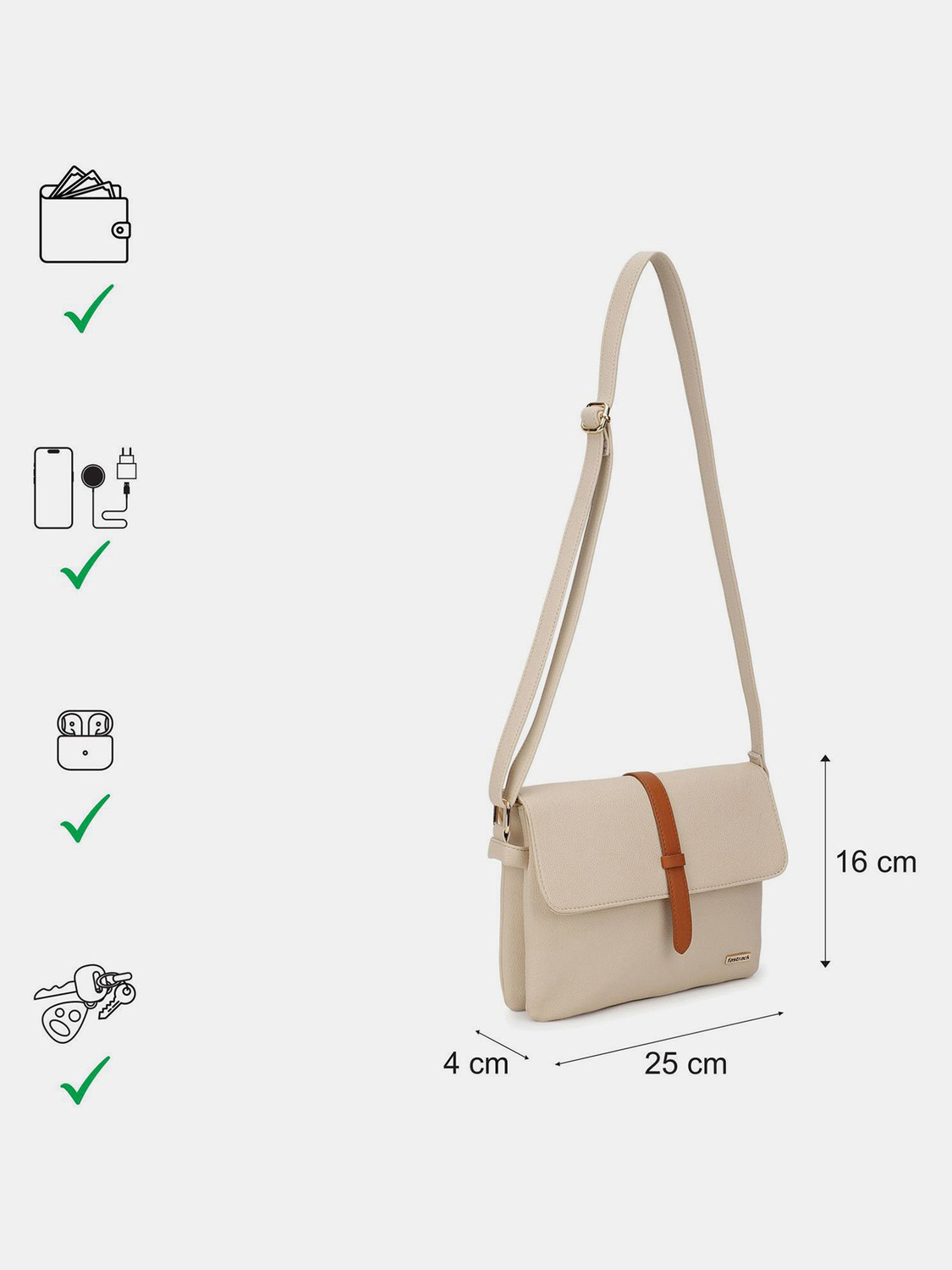 Image of Fastrack Beige Sling Bag Milled