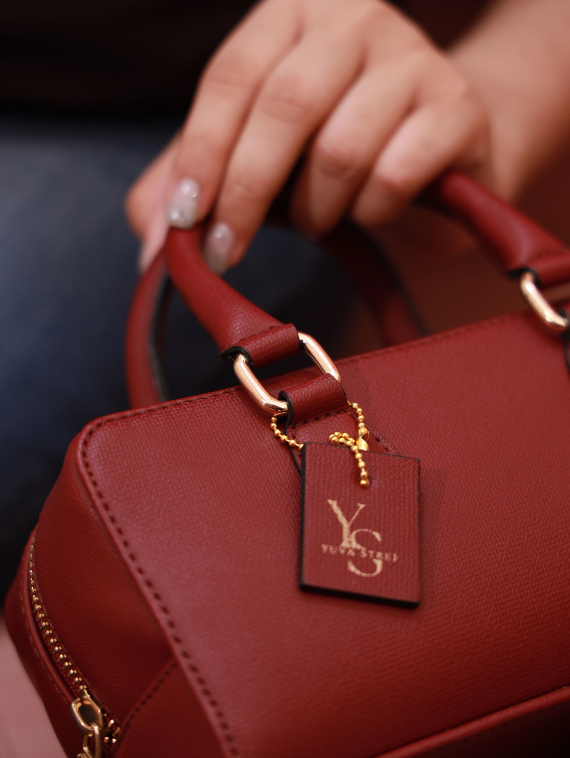Image of Yuva stree Red Sling Bag Lume boxy crossbody bag -Cherry