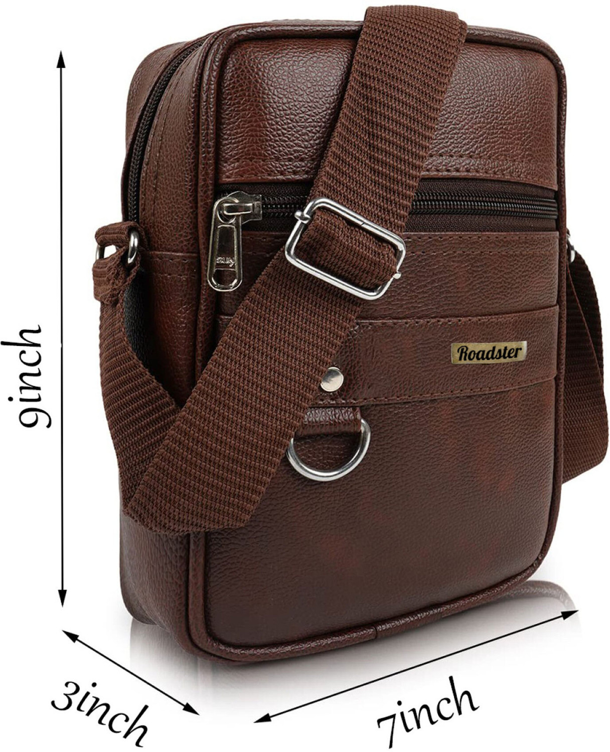Image of Roadster Brown Sling Bag Vegan Leather sling bag for men