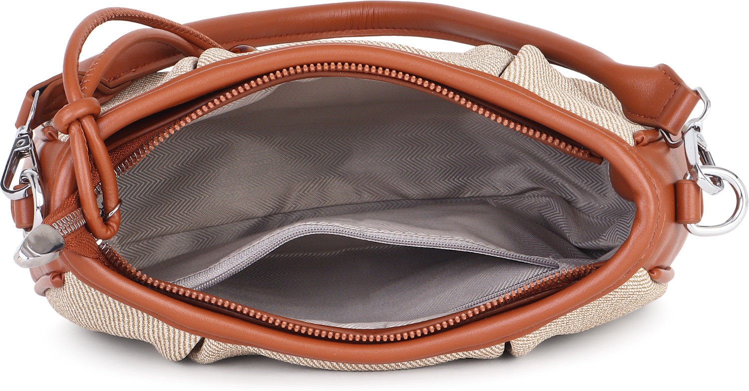 Image of Pramadda Pure Luxury Tan Shoulder Bag Stylish Jade Sling Crossbody handbag purse for women girls.