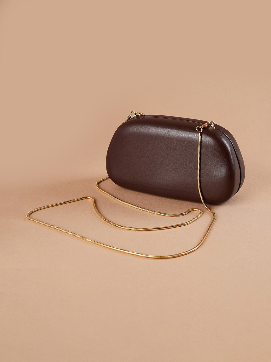 Image of CODE by Lifestyle Brown Clutch Box Clutch with Strap
