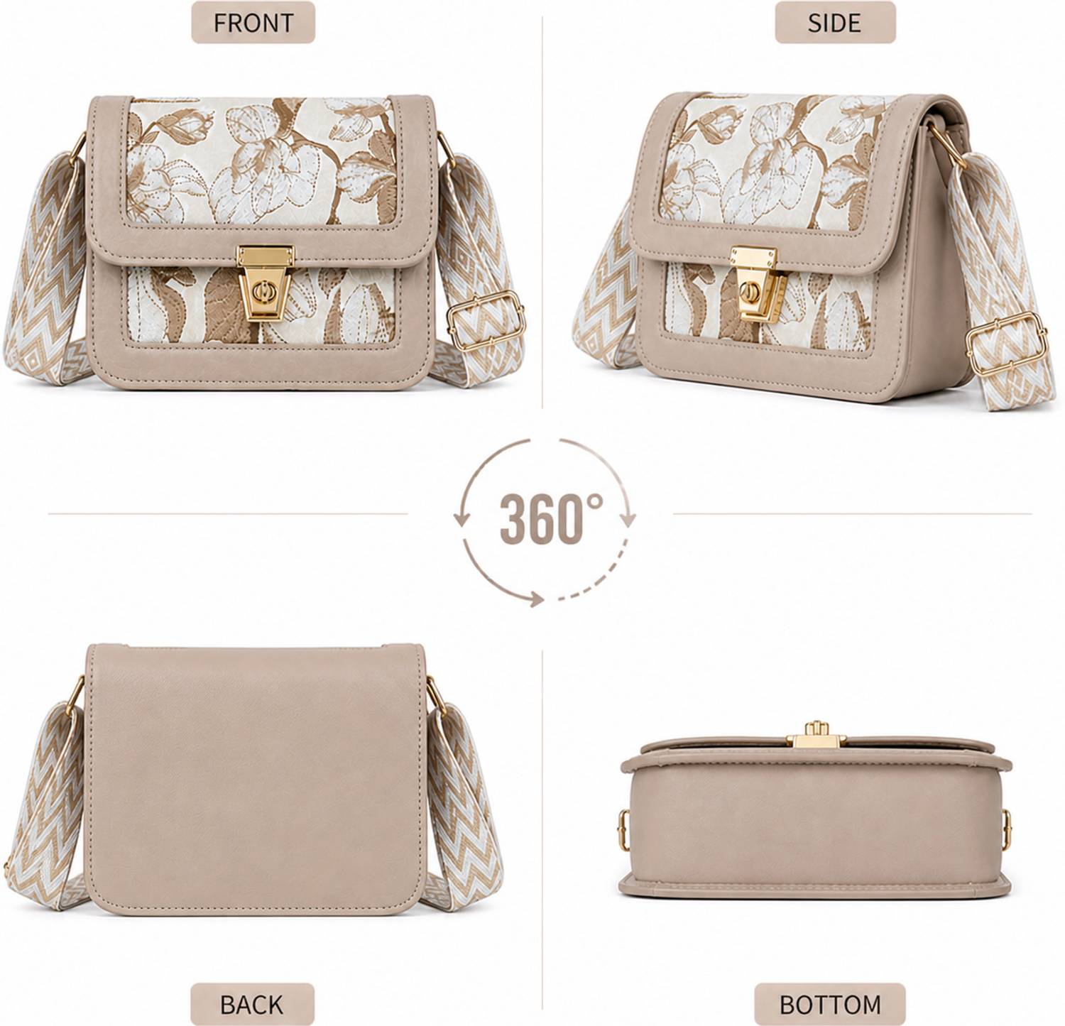 CATLIN Beige Floral Sling Bag - Image 2