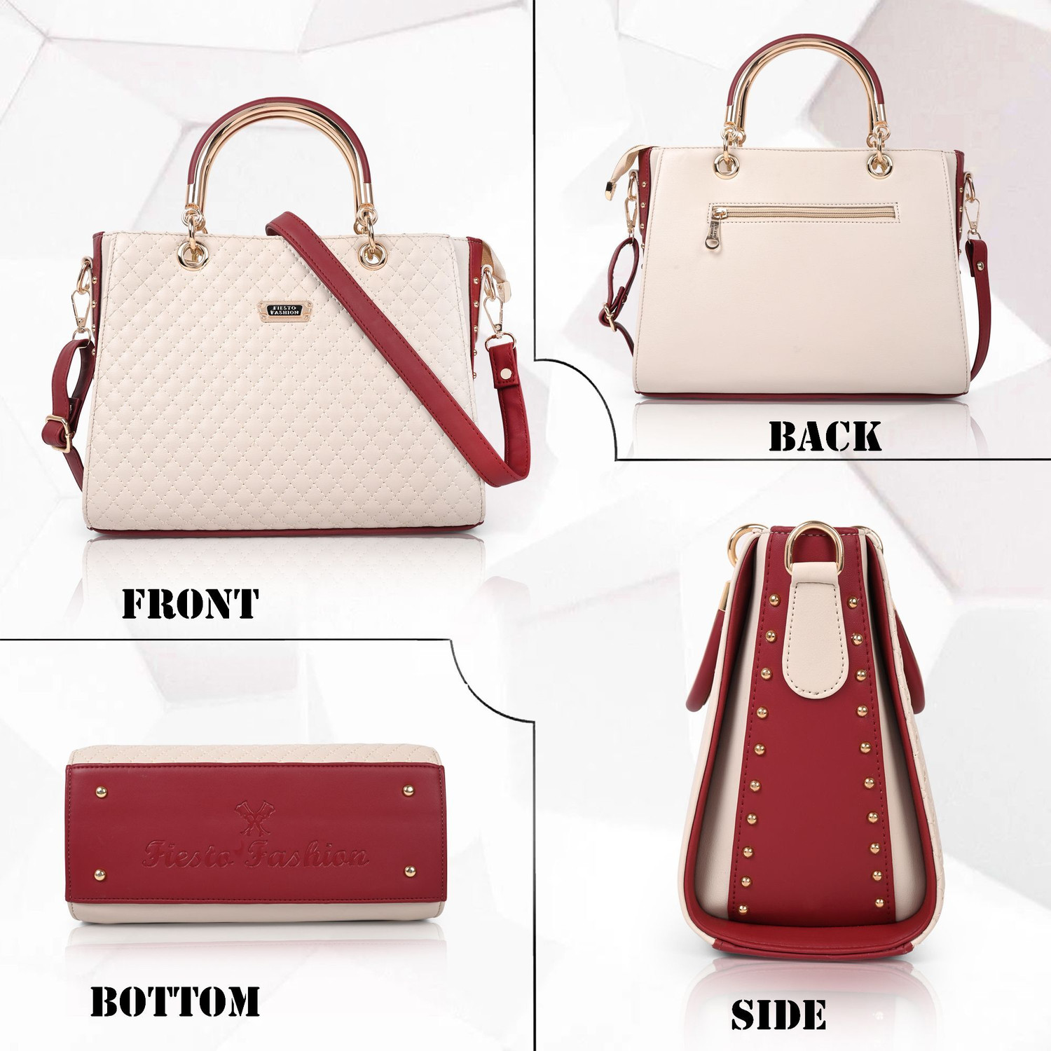 Image of Fiesto fashion White Hand-held Bag Stich Quilted