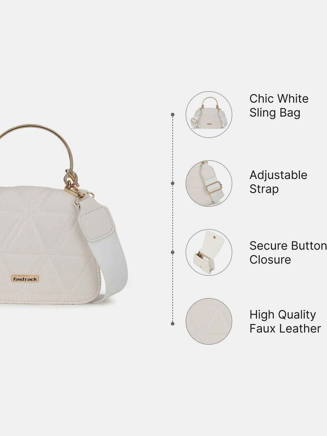 Image of Fastrack White Sling Bag Plain