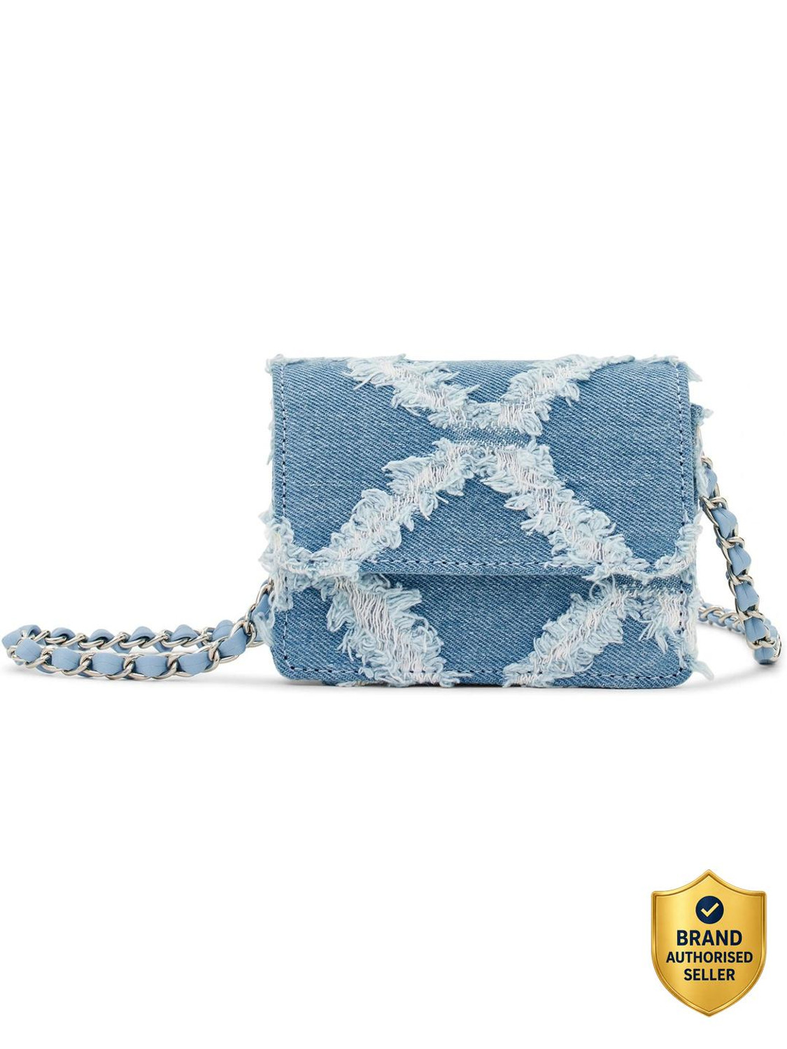 Image of Miraggio Blue, White Sling Bag Camilla Denim Mini Bag