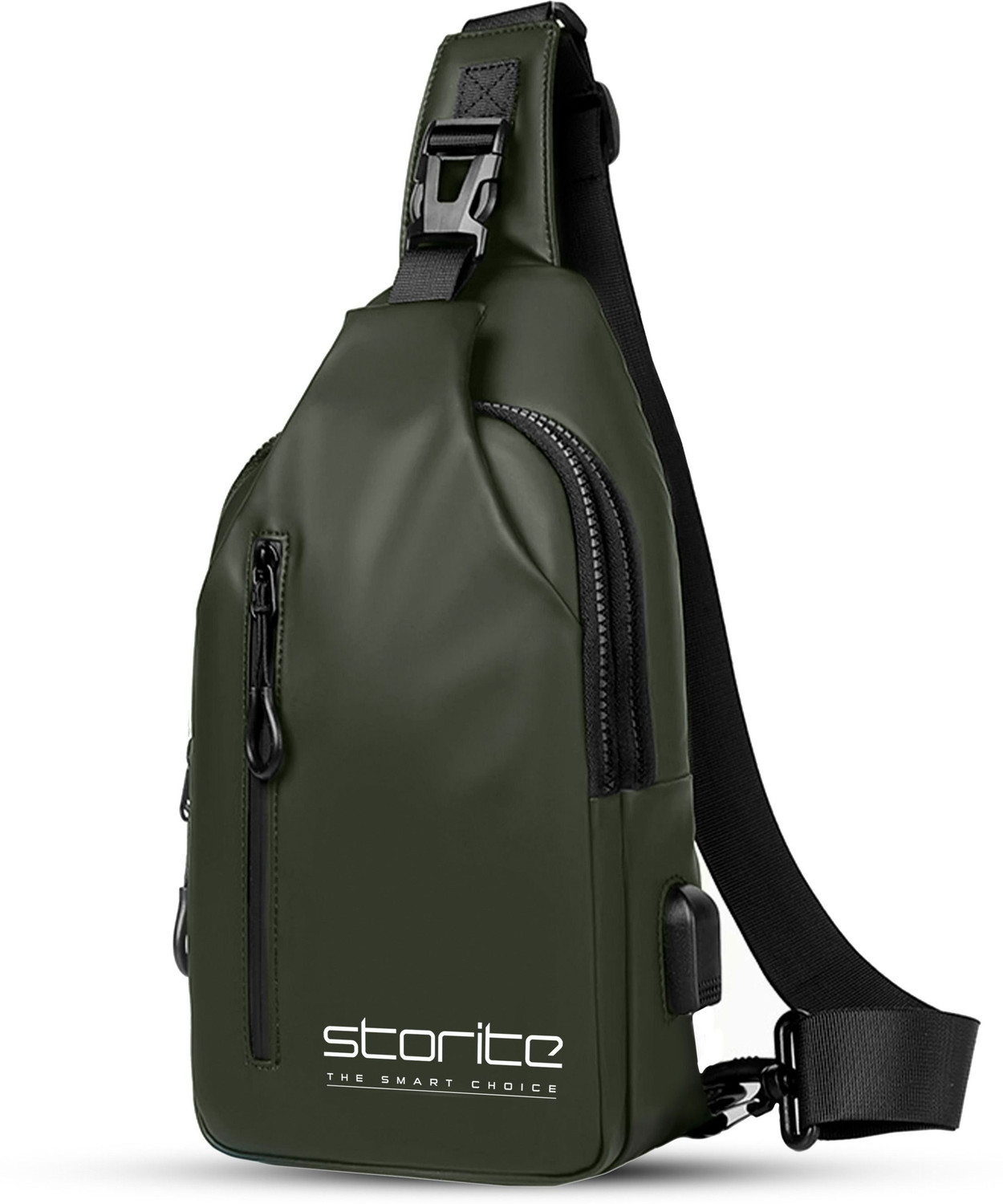 Image of STORITE Green Shoulder Bag Anti-Theft Cross Body Chest Bags With USB Charger Port