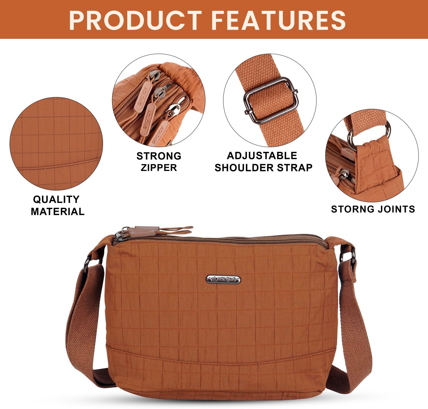 Image of STORITE Brown Messenger Bag Crossbody Shoulder Sling Bag Purse in Classic Look