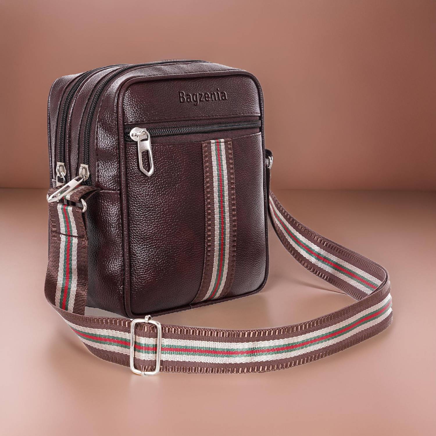 Bagzenia Brown Sling Bag Cross Body Travel/Office One Side Shoulder Bag for Men