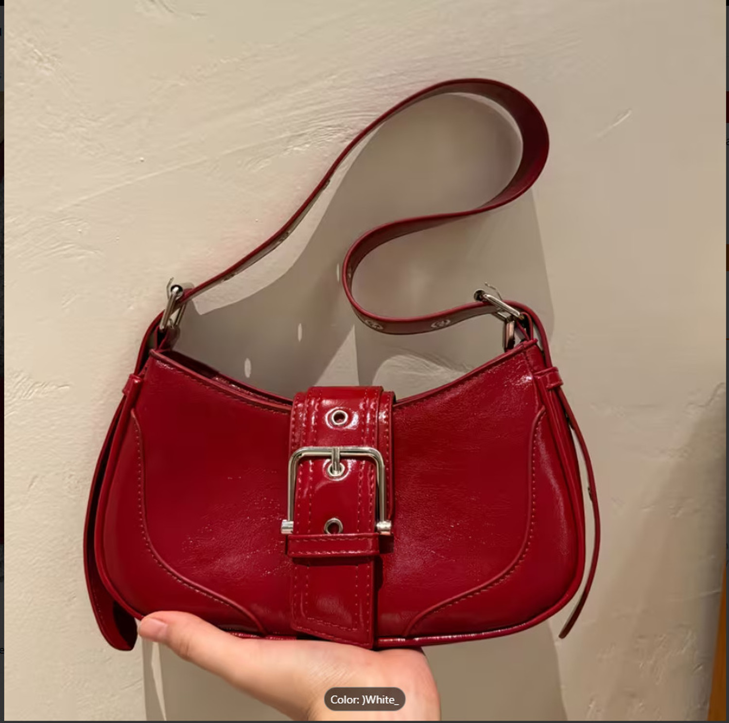Image of LIZIQI Red Sling Bag Sling bag for women Half moon Trendy Korean design
