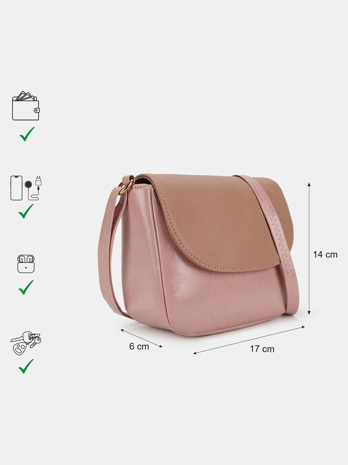 Image of Fastrack Pink Sling Bag Color Blocked
