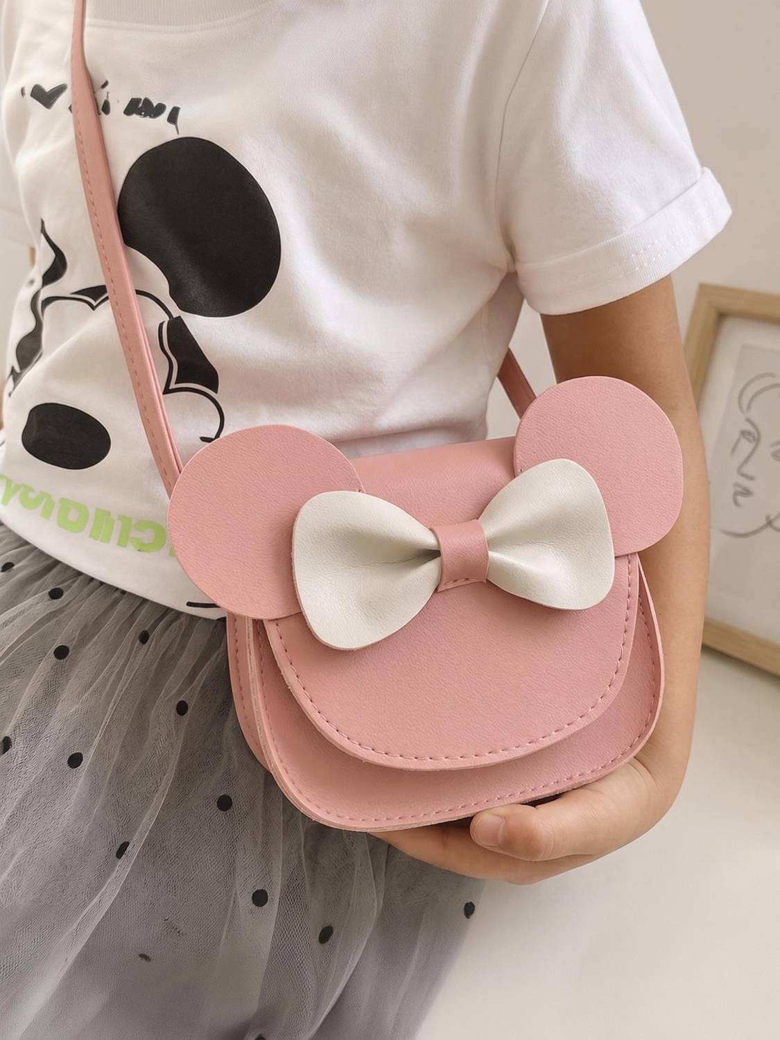 Bembika White, Pink Sling Bag Trendy Colorful And Stylish Crossbody Small Sling Backpack Teddy Bear Design