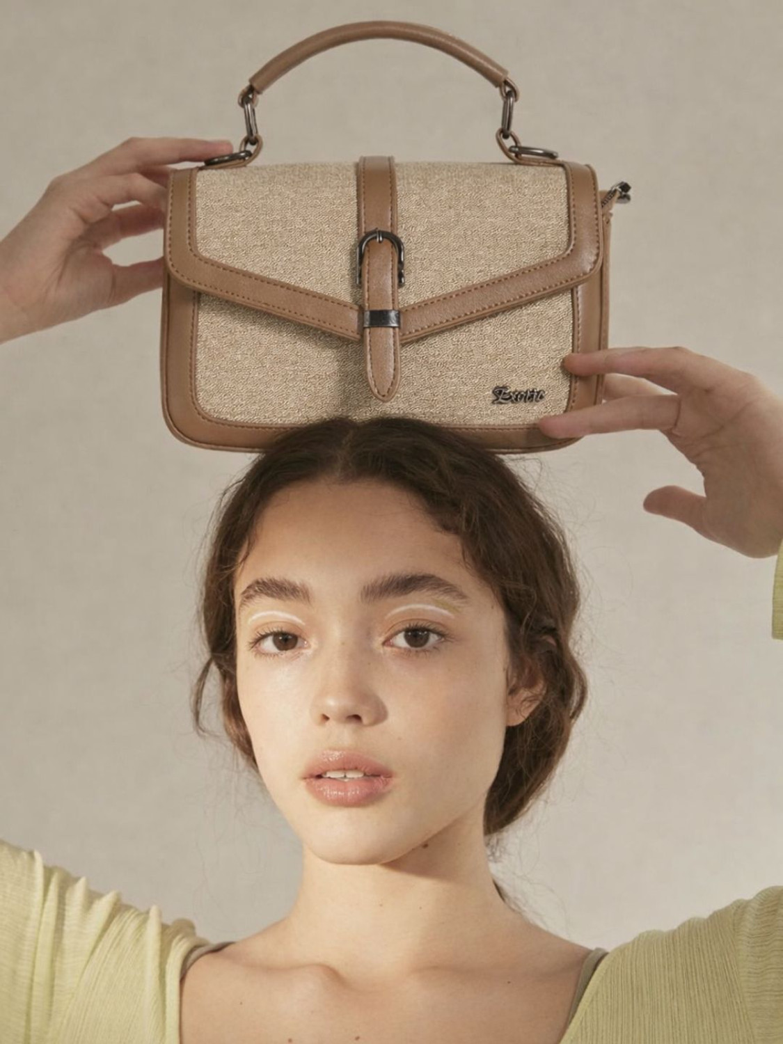Image of Exotic Khaki Sling Bag Denim Textured Sling & Hand Bag