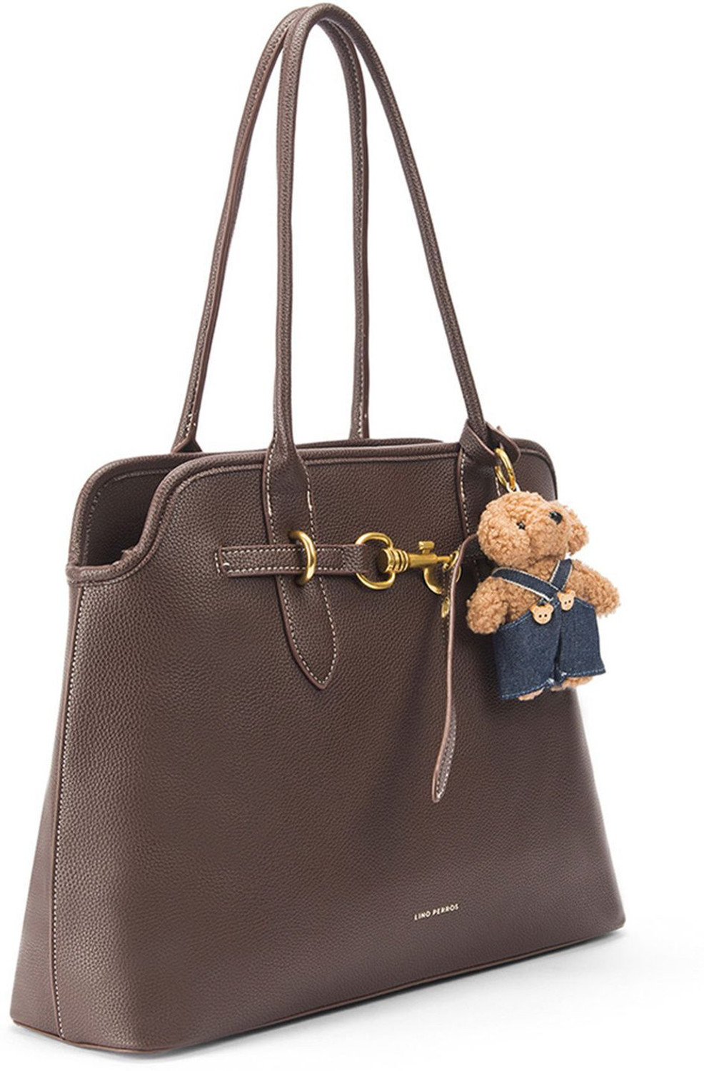 Image of LINO PERROS Brown Tote Avril Ivory