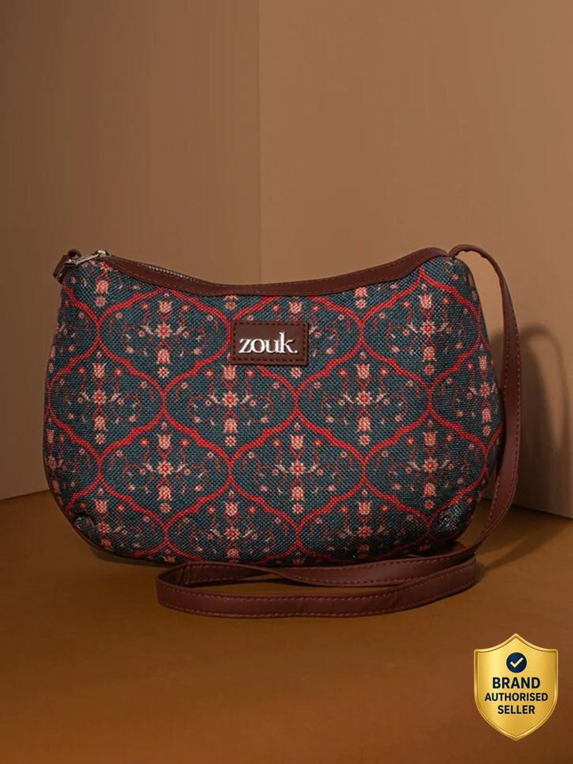 Image of ZOUK Blue Shoulder Bag 100% PeTA Approved Vegan Leather Space Blue Printed Shoulder Bag For Women