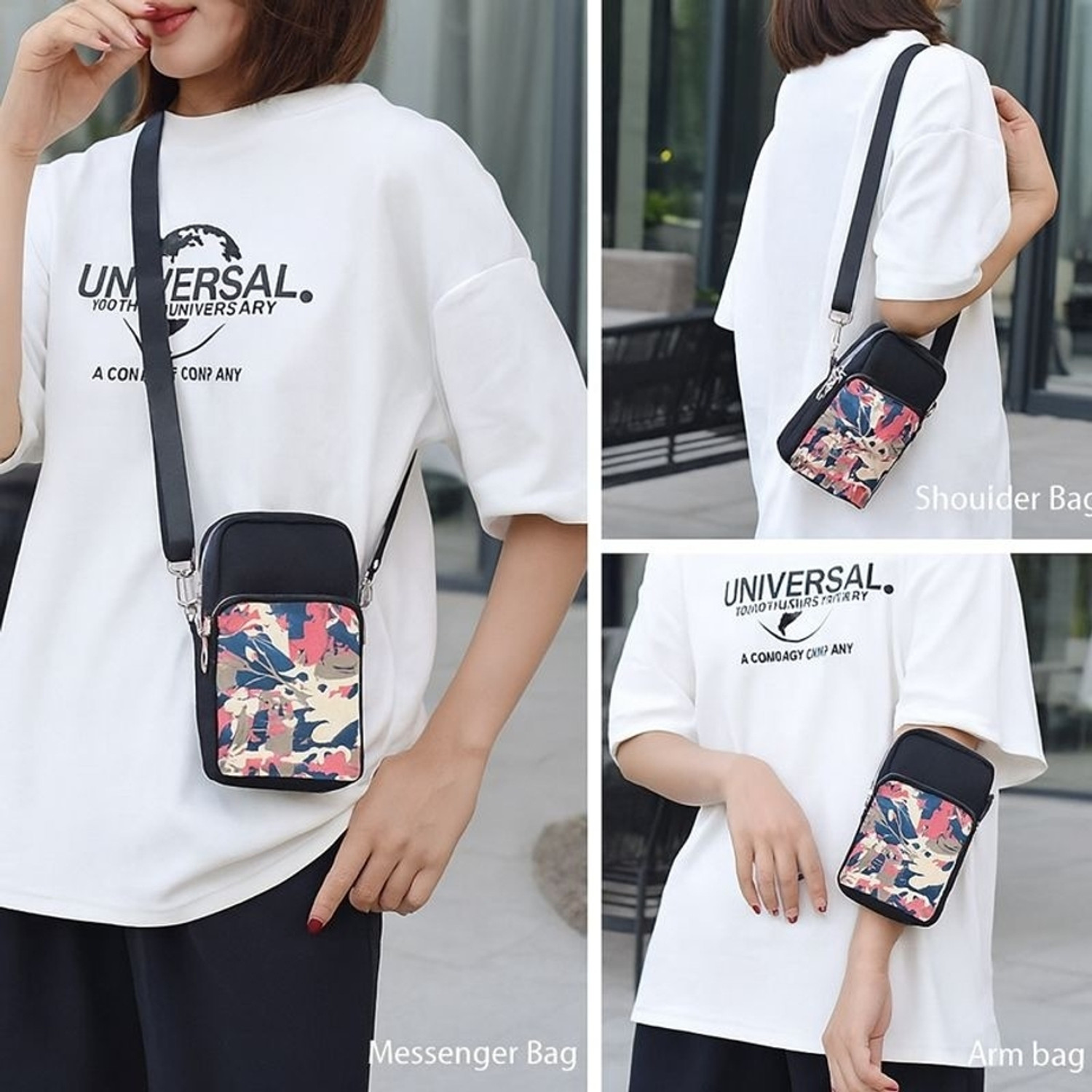 Image of valerie Multicolor Sling Bag Mobile Sling Bag - Small Crossbody Phone Bag with Dual Zip & Shoulder Strap