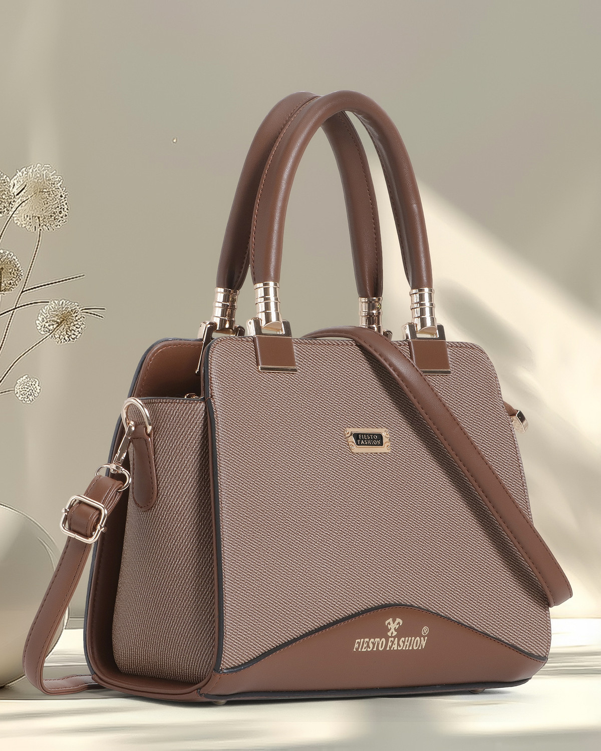 Image of Fiesto fashion Tan Hand-held Bag Elegant Multi-Compartment Satchel Handbag