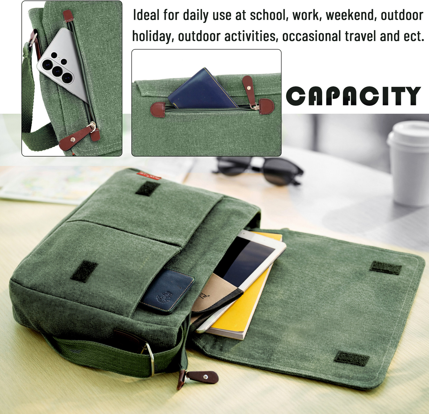Image of STORITE Green Sling Bag Cross Body Travel Office Business Messenger One Side Shoulder