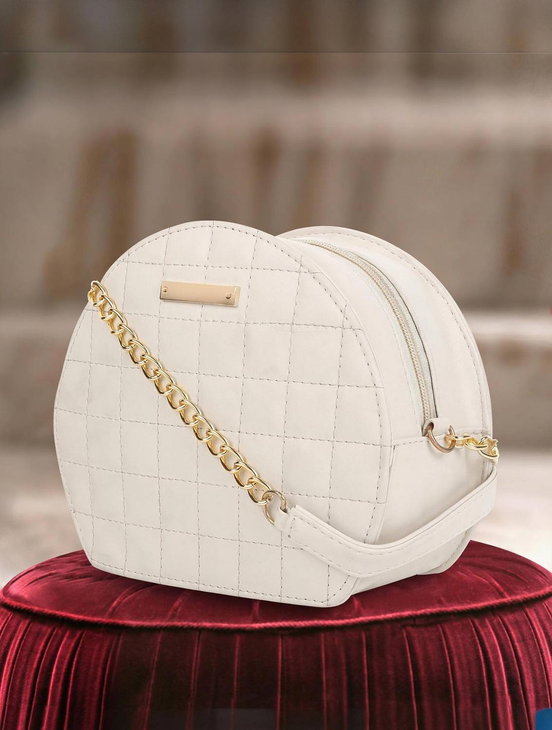 Amyence White Sling Bag Semi Circle