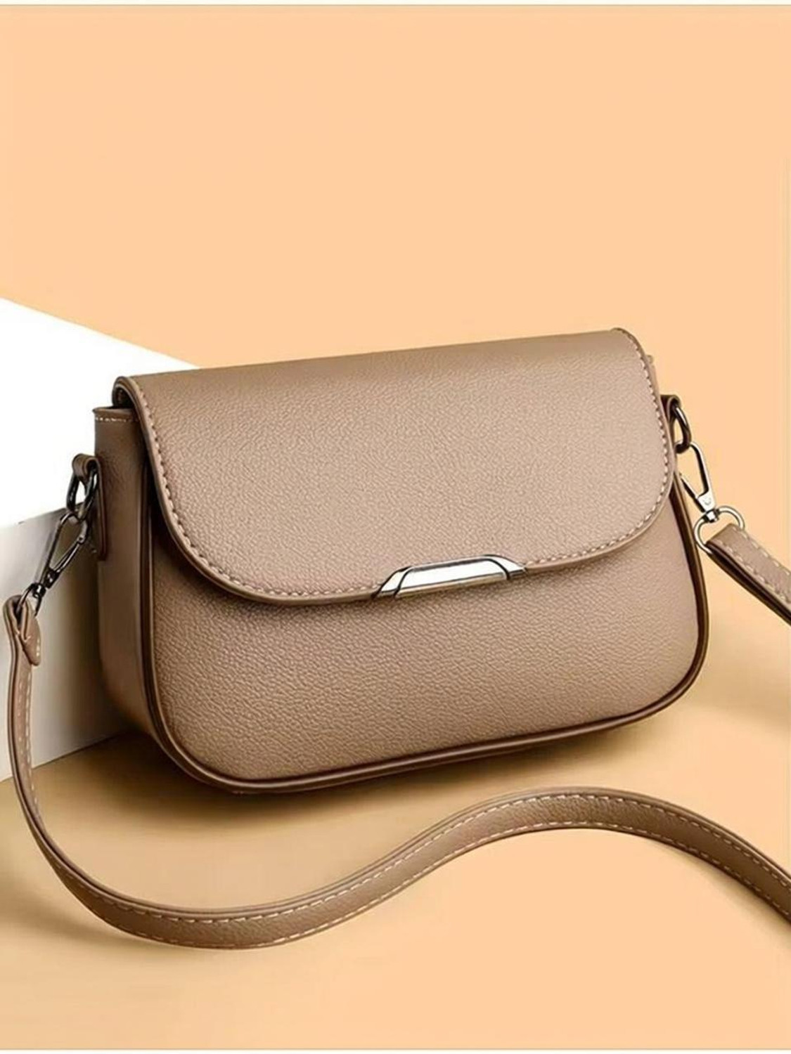 Image of ZAALIQA Khaki Sling Bag Luxury Designer Women's Crossbody and Shoulder Bags. Travel Bags for Ladies
