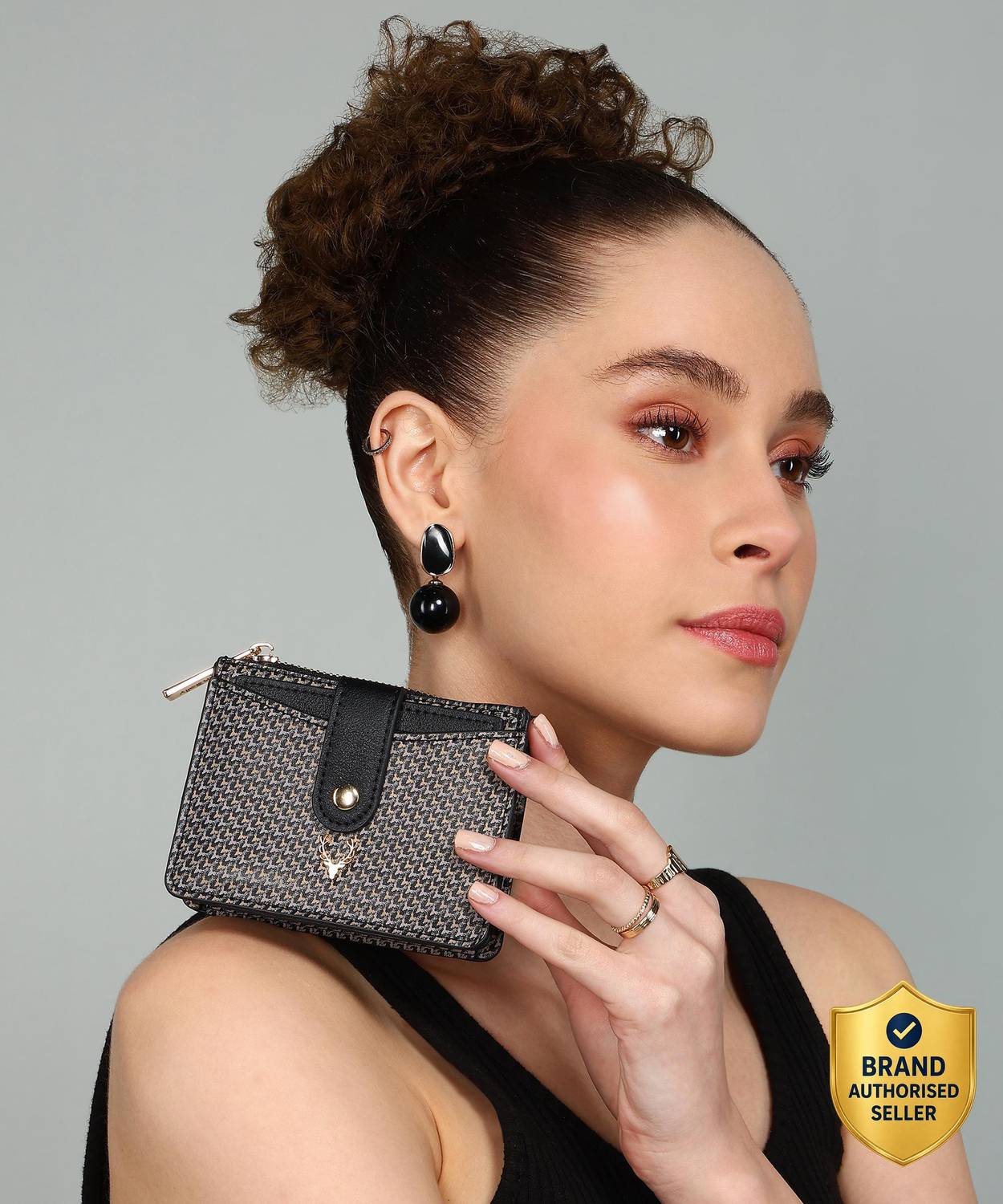 Allen Solly Black, Gold Sling Bag AHBGFRGBS00665