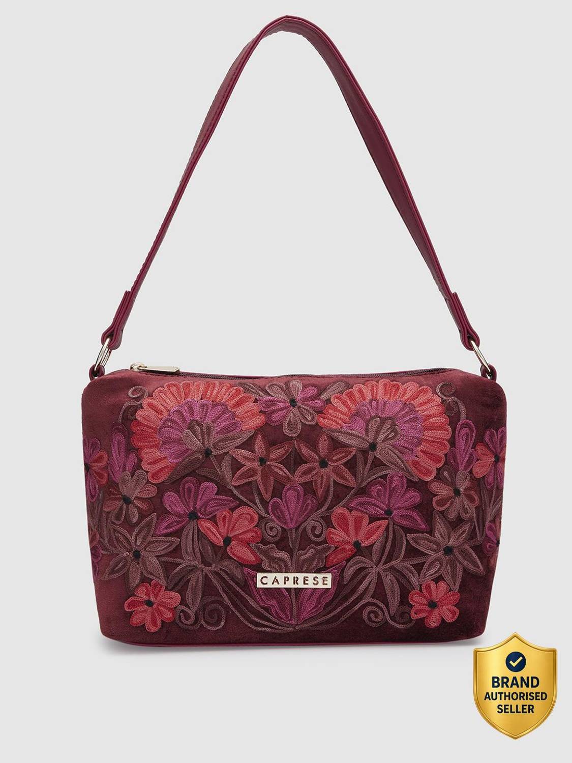 Caprese Maroon Clutch EMBROIDERY CROSSBODY MAROON HANDBAG