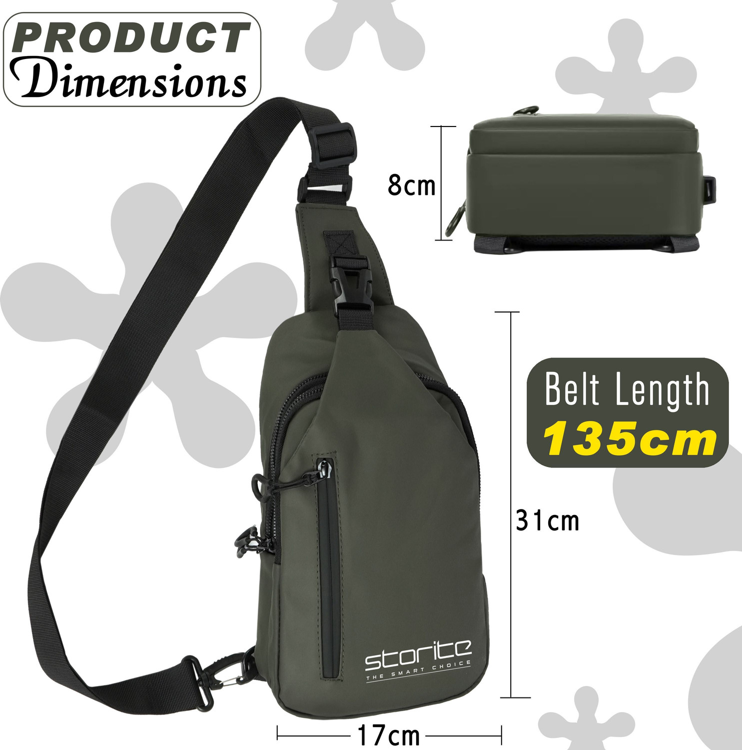 Image of STORITE Green Shoulder Bag Anti-Theft Cross Body Chest Bags With USB Charger Port