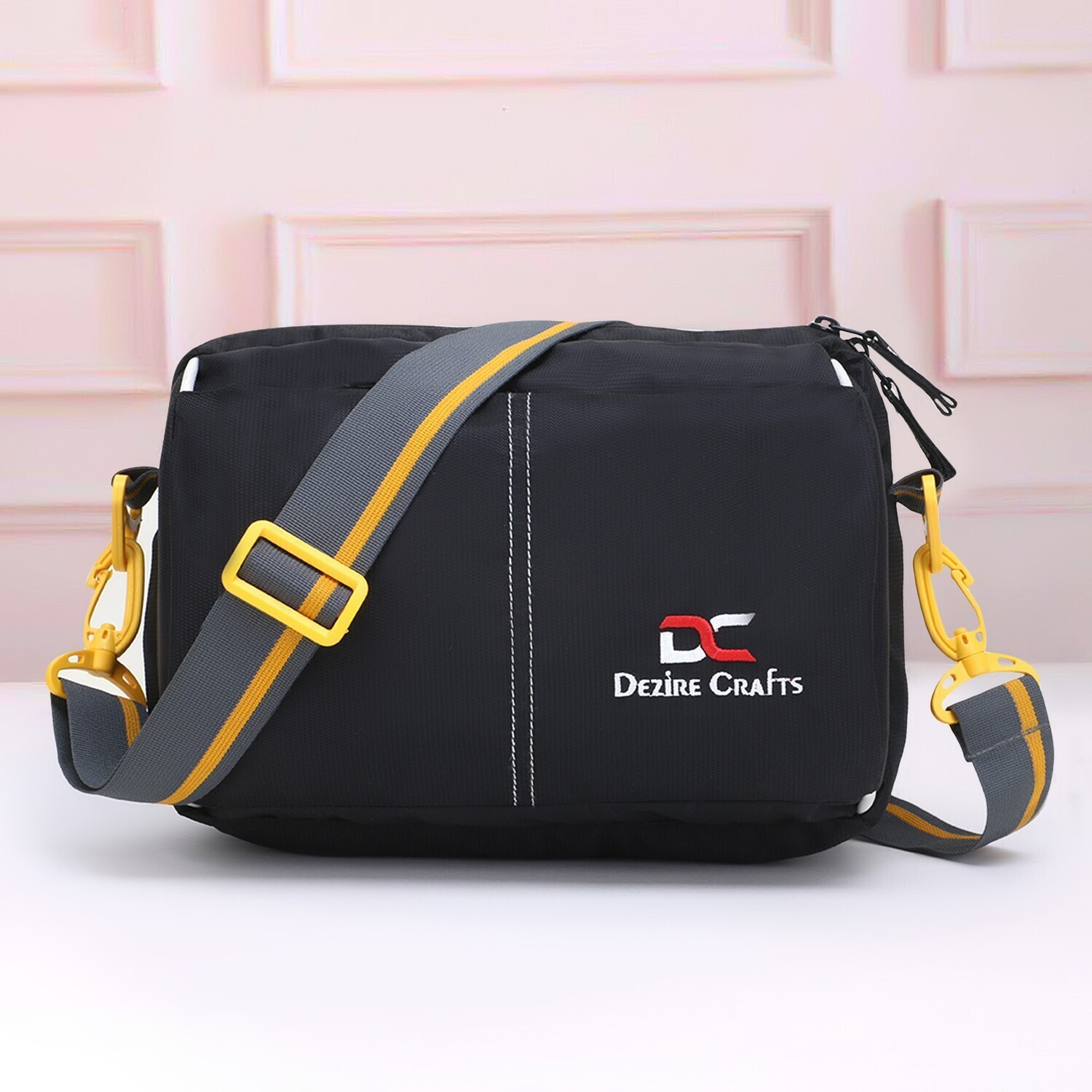 Image of DEZiRE CRAfTS Black Sling Bag Stylish Shoulder Crossbody Chest Messenger Bag Waterproof for Men and Women