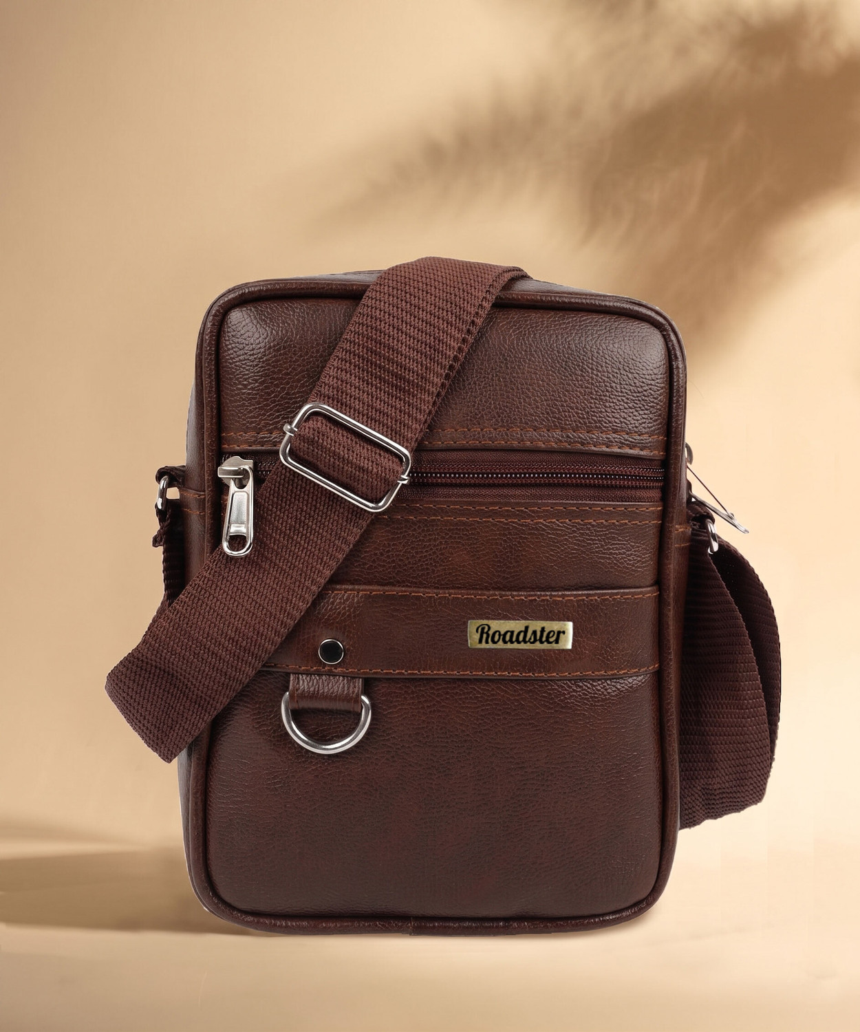 Image of Roadster Brown Sling Bag Vegan Leather sling bag for men