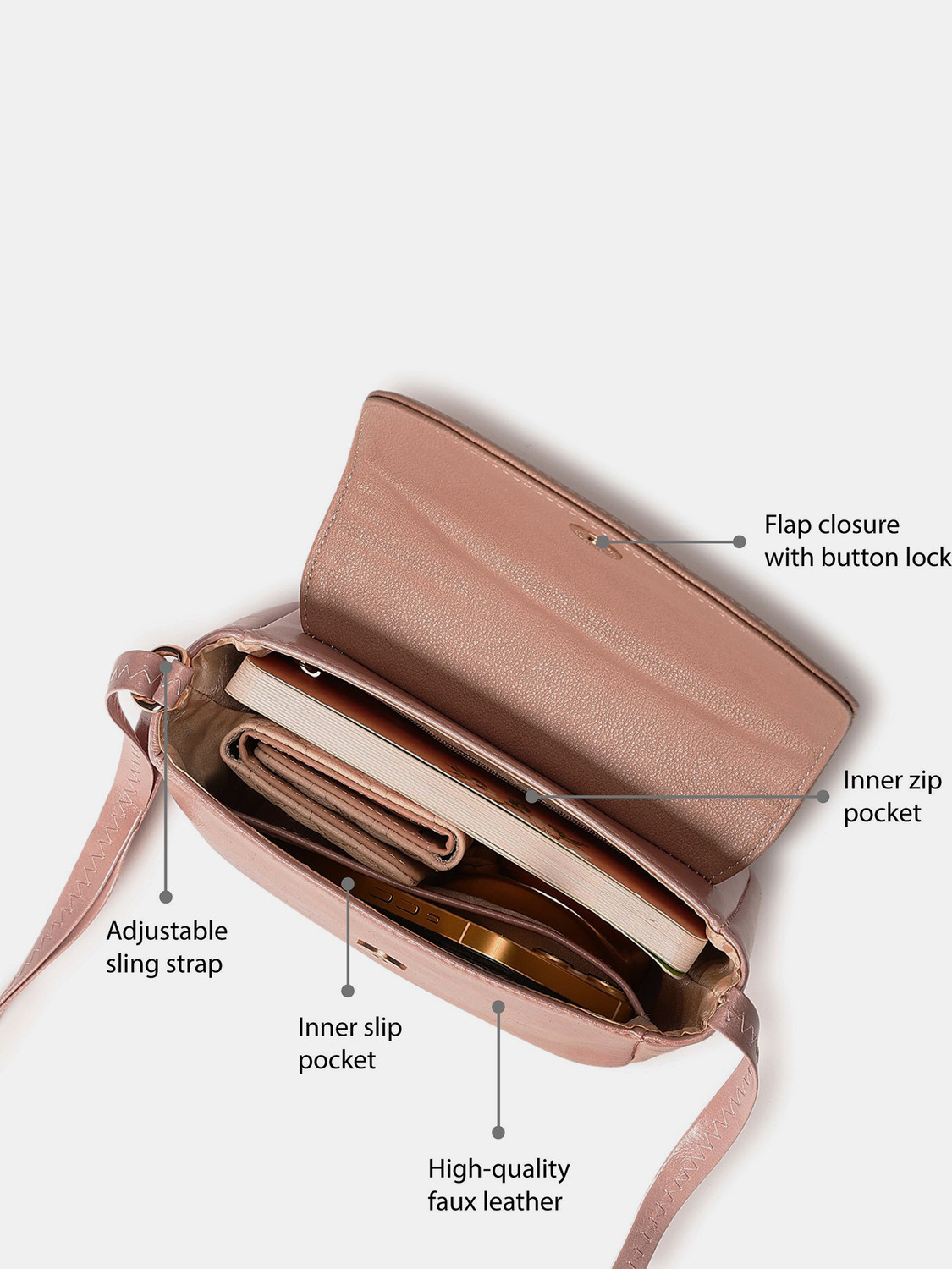 Image of Fastrack Pink Sling Bag Color Blocked
