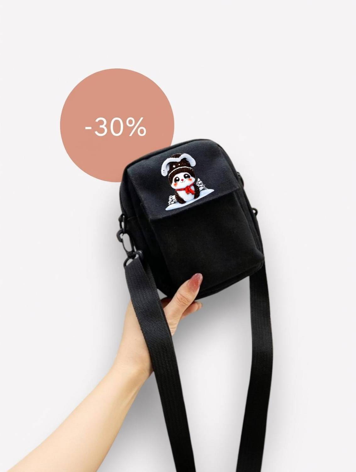 CHAIN SHOPPERS Black Sling Bag Teddy_1