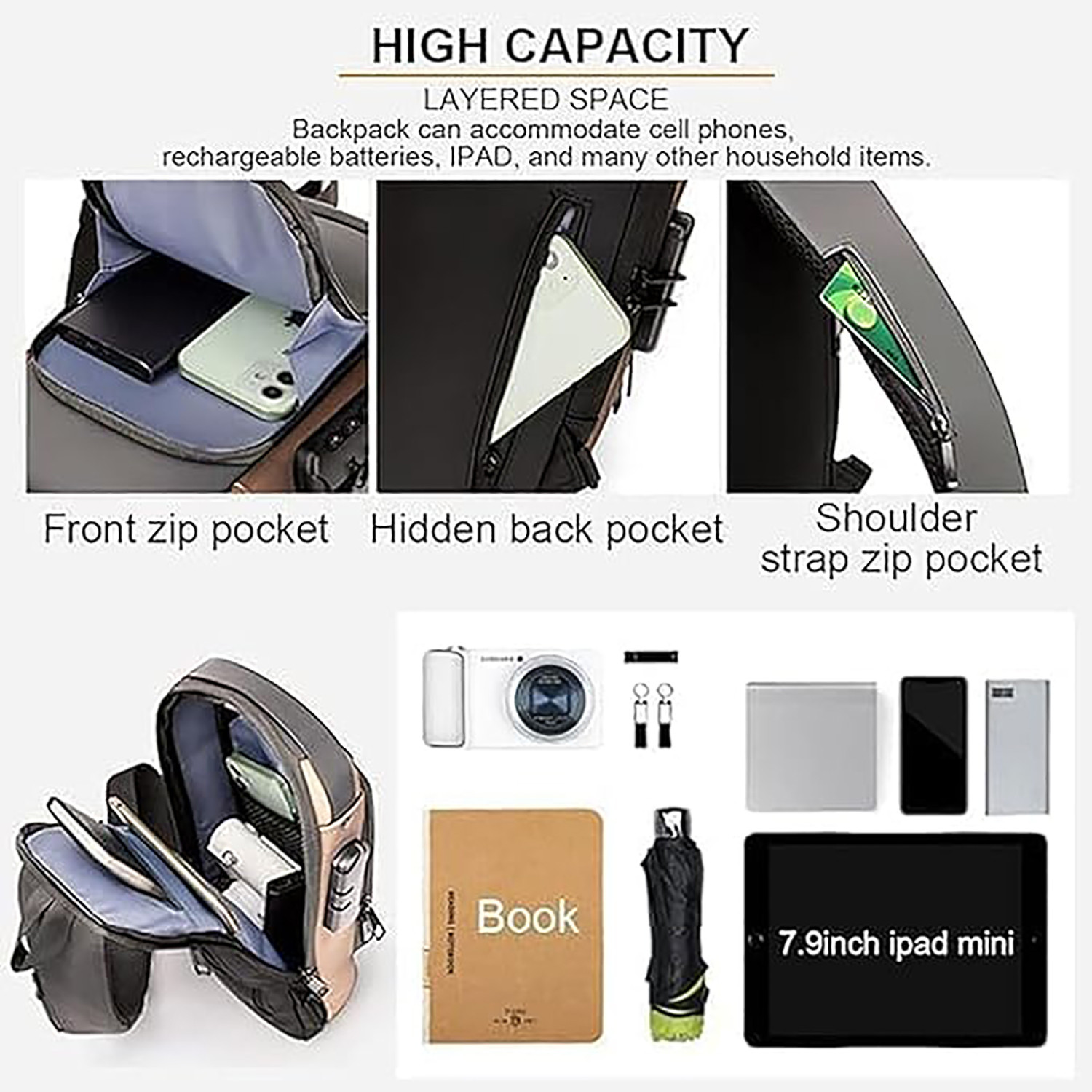Image of WILDHORN Black Shoulder Bag Sling Crossbody Bag for Men, Stylish Chest Shoulder Bag for Men Women